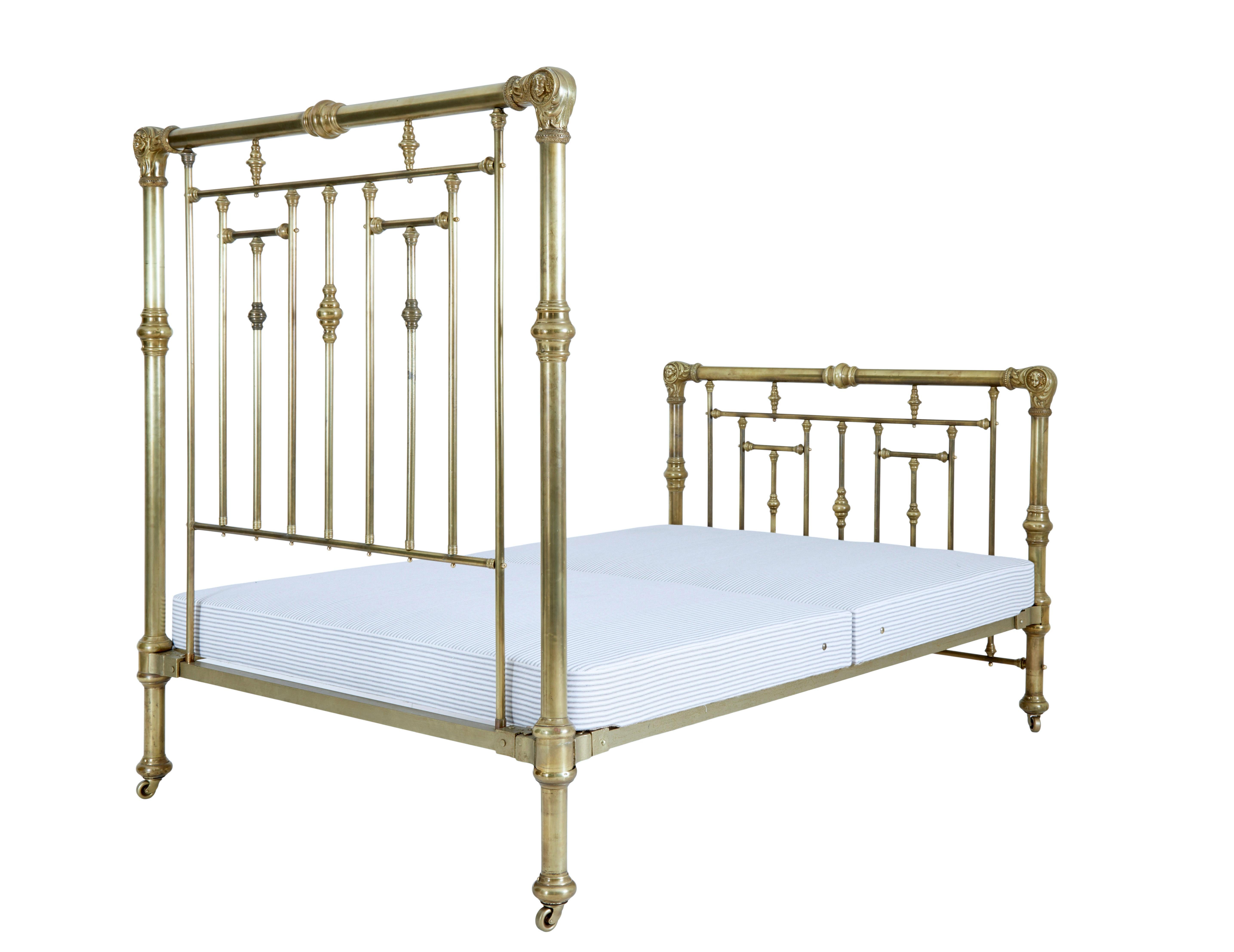 Cast American 19th century ornate brass double bed