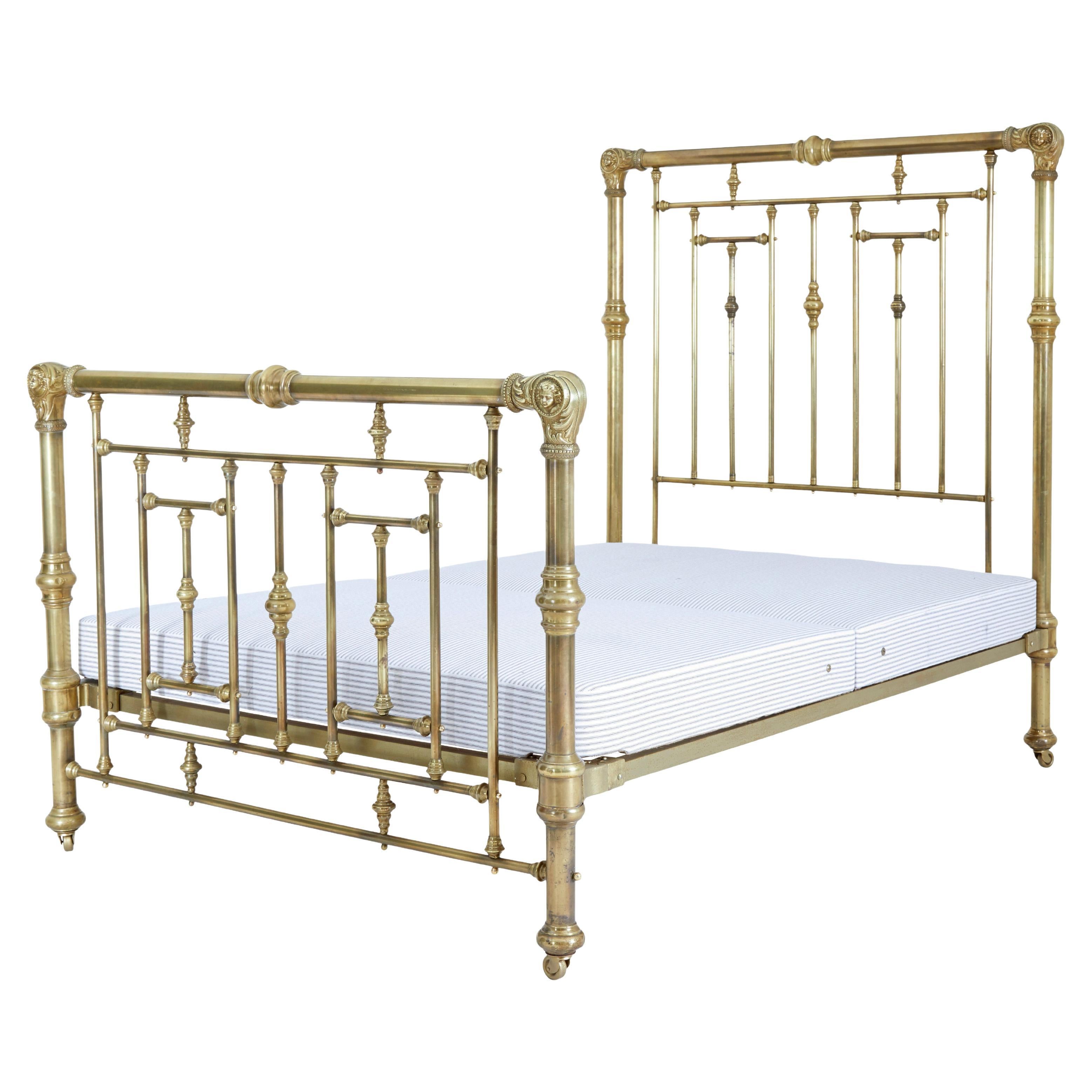 Antique Bed Victorian Single Brass Bed 19th Century Base Casters at