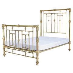 Antique American 19th Century Ornate Brass Double Bed