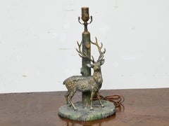 American 19th Century Stag Sculpture Converted into Table Lamp