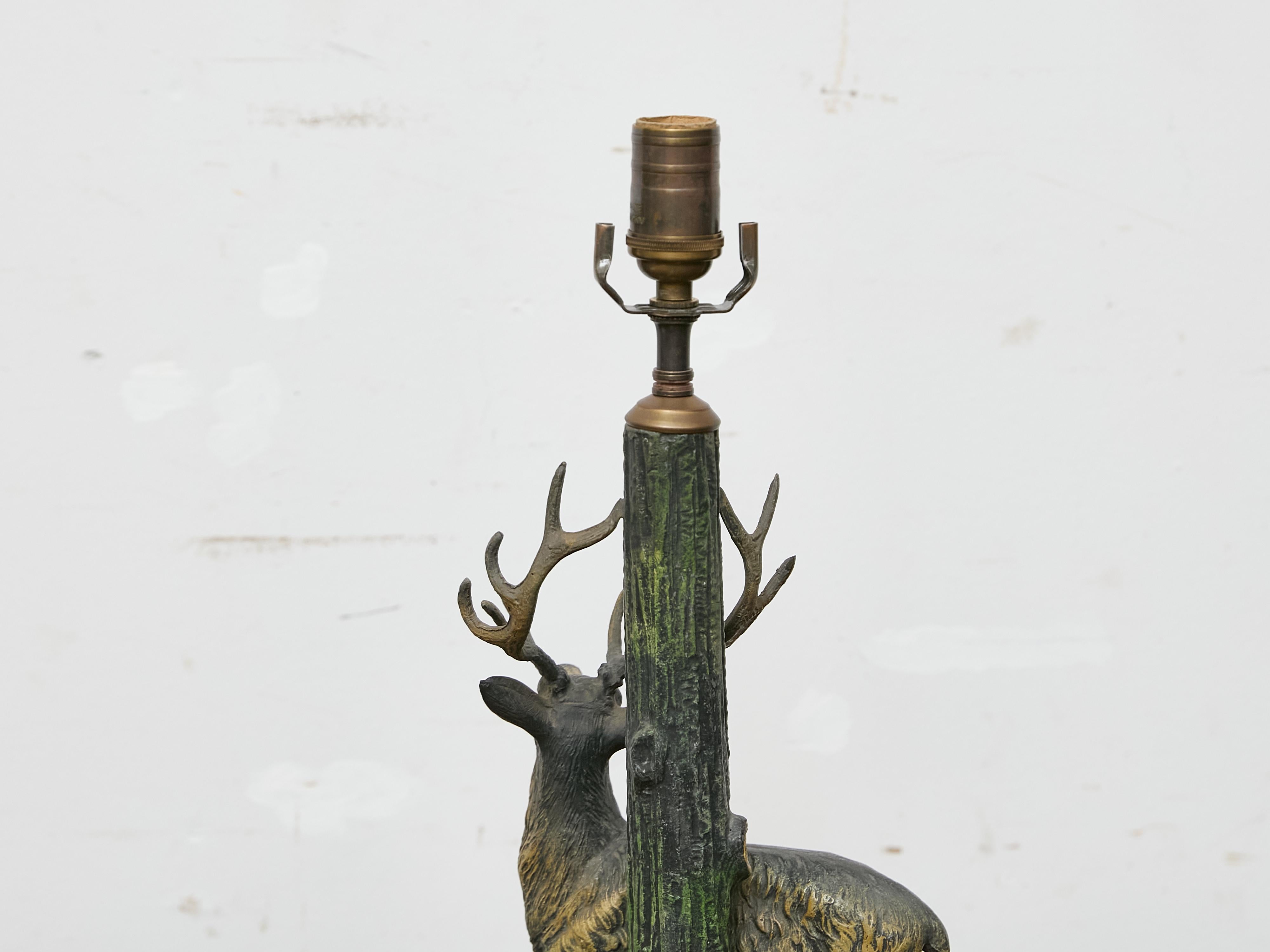 American 19th Century Stag Sculpture Converted into Table Lamp For Sale 1