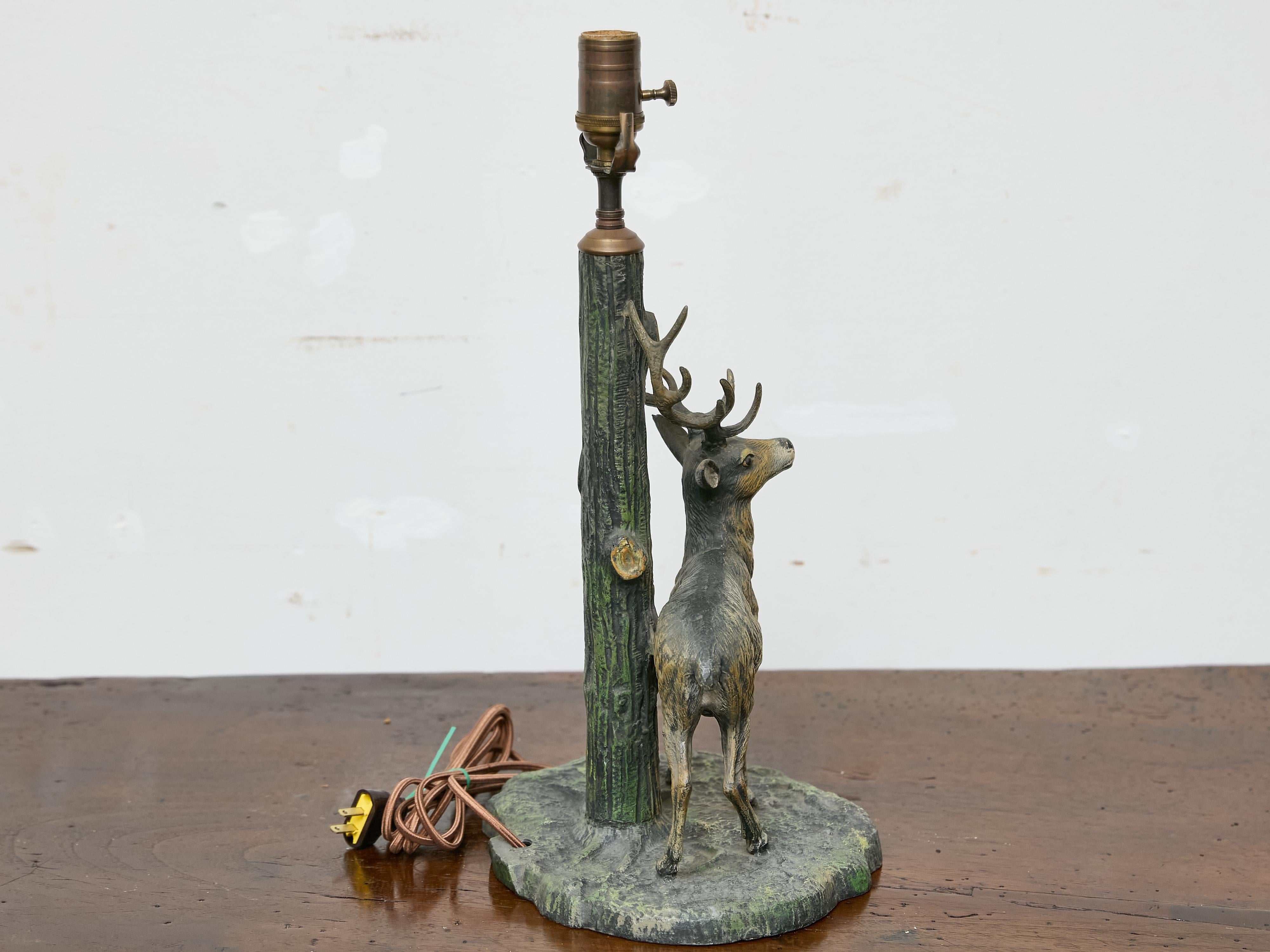 American 19th Century Stag Sculpture Converted into Table Lamp For Sale 3