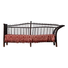 Antique American 19th Century Turned Wood Bench