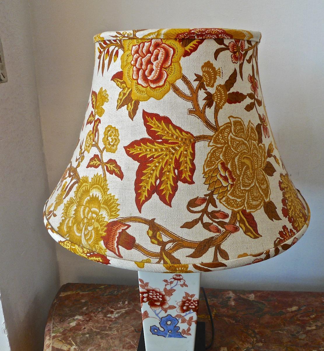 American 20th Century Painted Porcelain Vase Converted to a Table Lamp and Shade 6