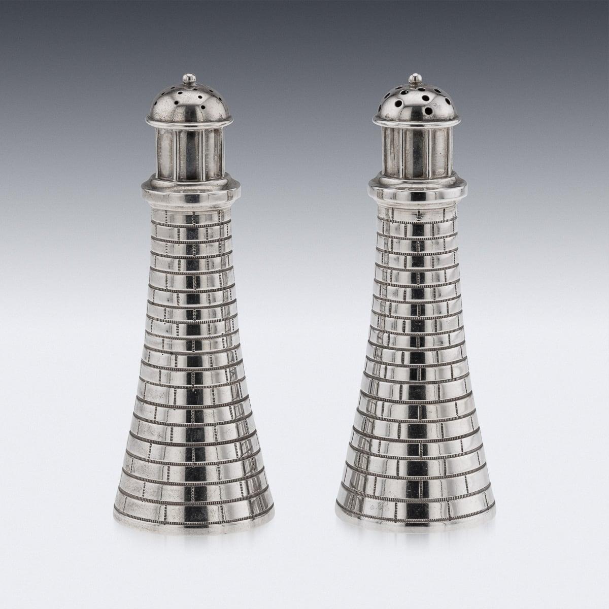 Pareja De Sales De Faro De Plata Maciza Estadounidenses Del Siglo XX, Gorham c.1900 siglo XX en venta
