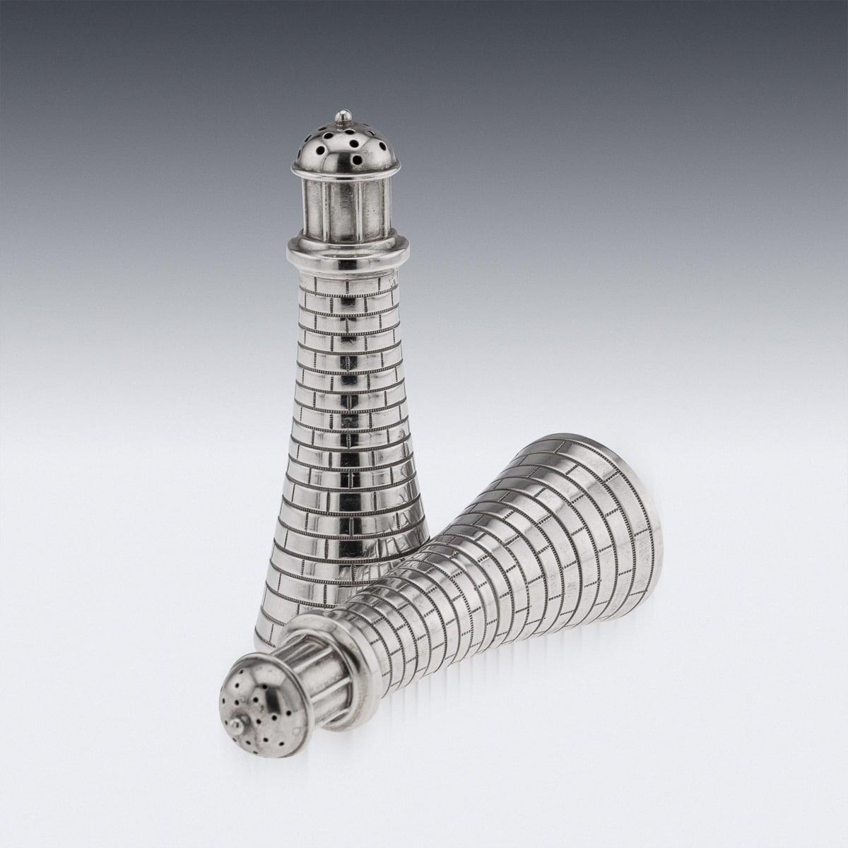 Pareja De Sales De Faro De Plata Maciza Estadounidenses Del Siglo XX, Gorham c.1900 Silver en venta