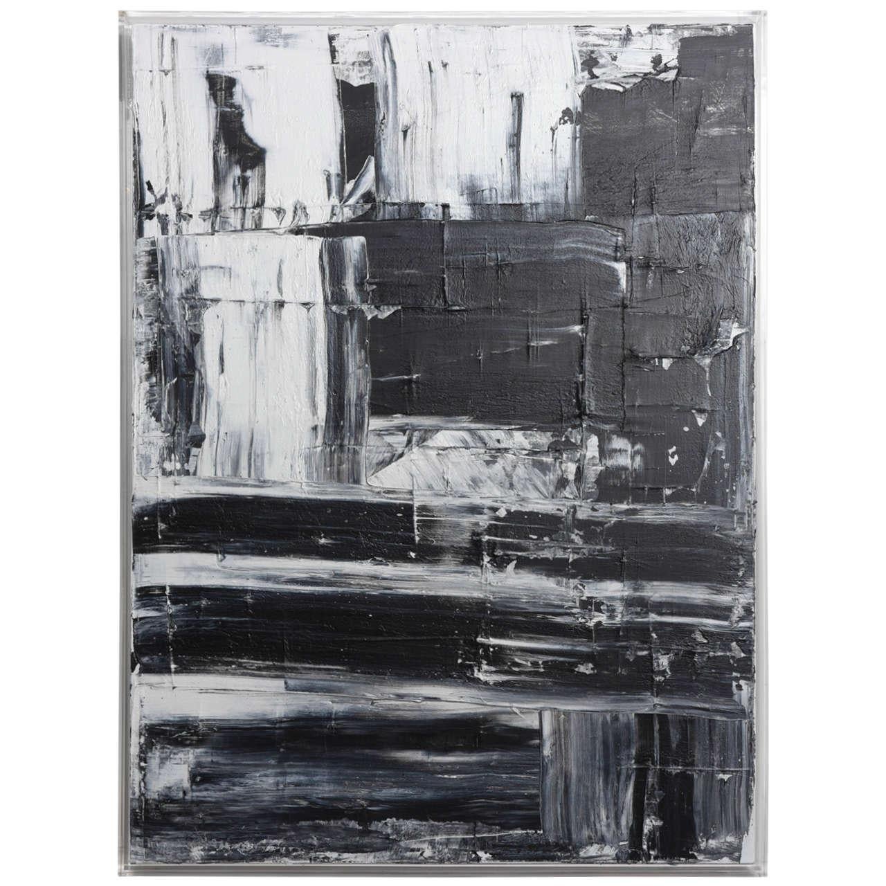 American 21st century oil on canvas, Renato Freitas black and white 3.