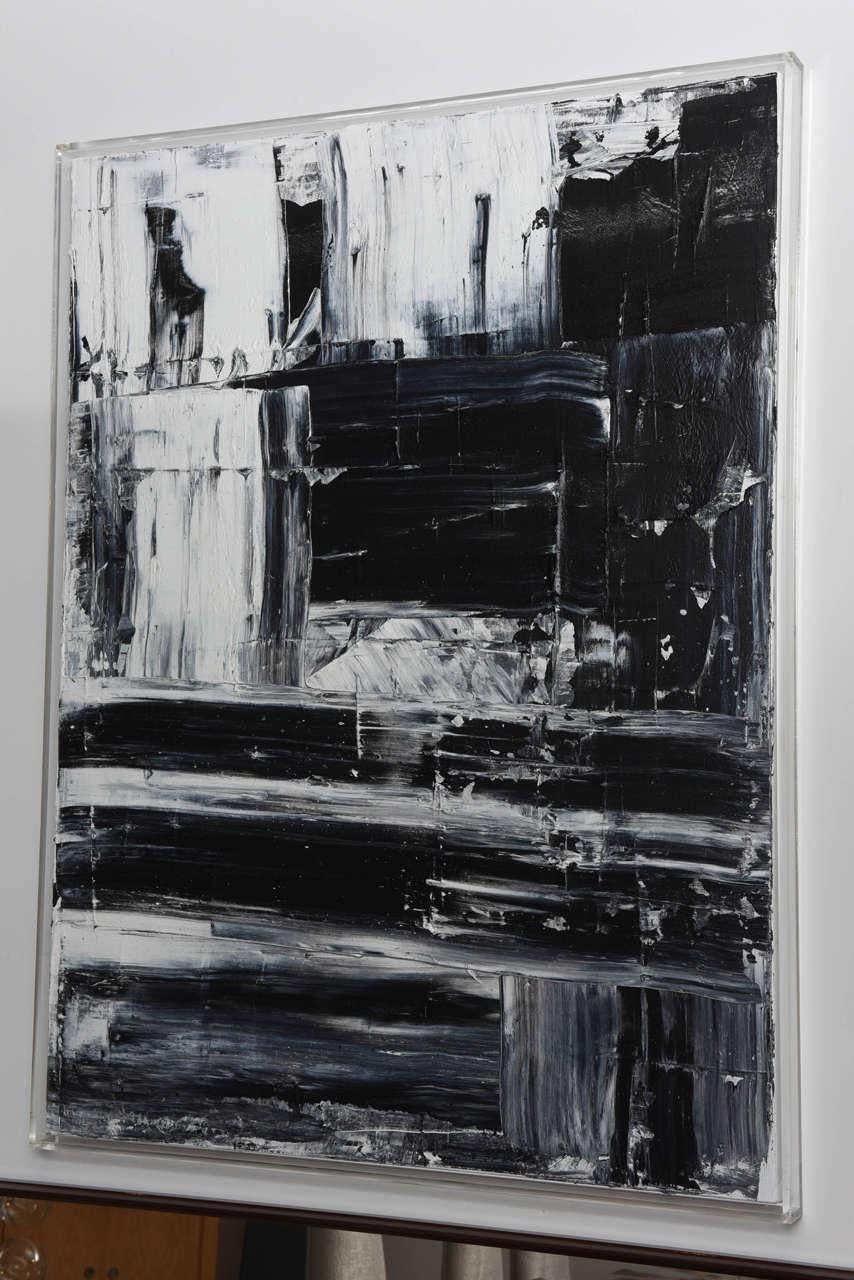 North American American 21st Century Oil on Canvas, Renato Freitas Black and White 3 For Sale