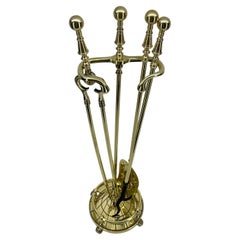 Juego americano de 3 utensilios de latón para chimenea con decoración de tela de araña