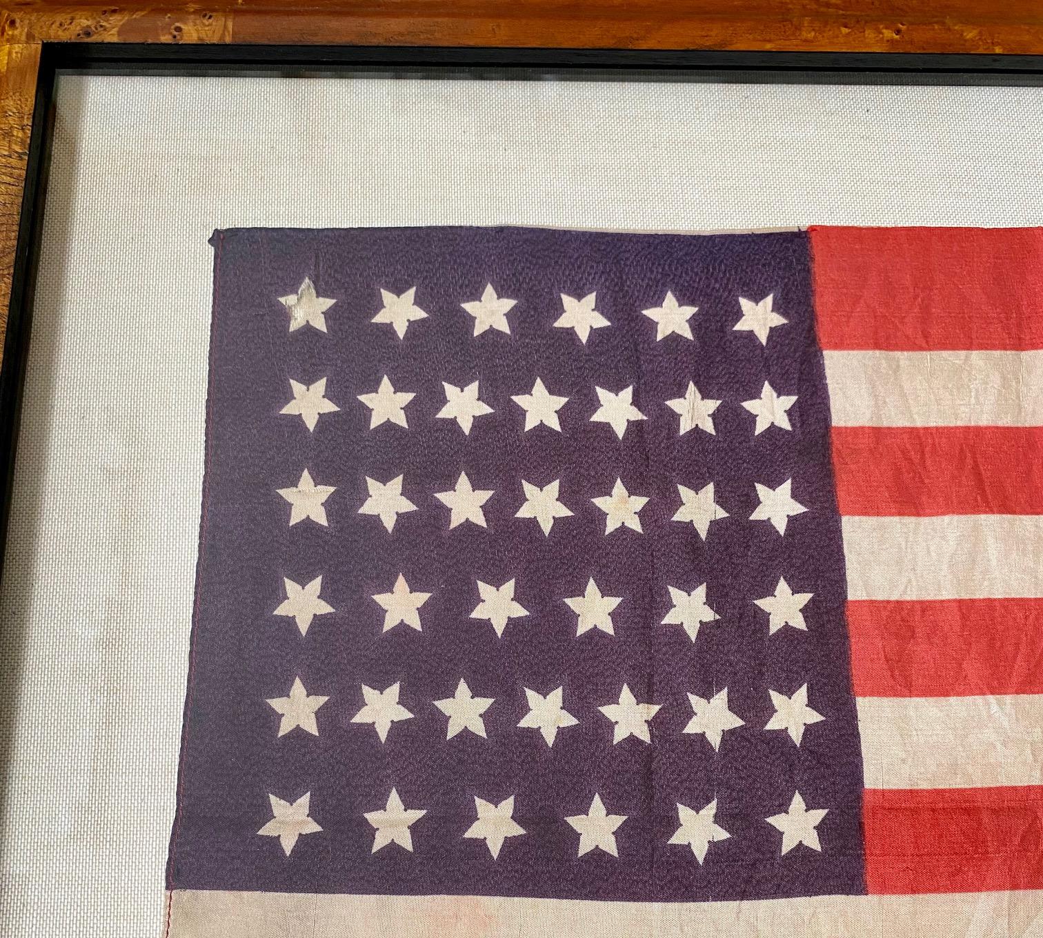 Antique American 39 Star Flag, circa 1889, a period silk made in the 