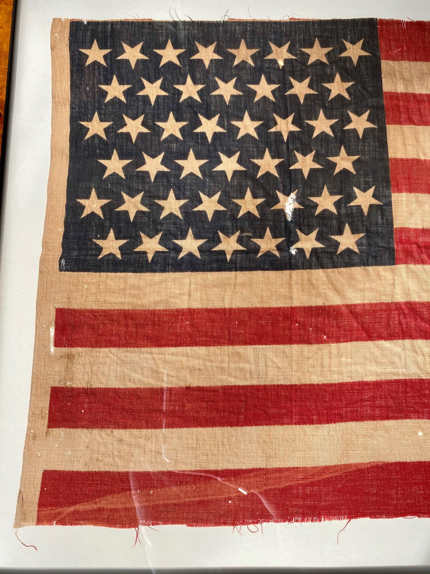 Antique American 45 Star Flag with the stars arranged in the early 