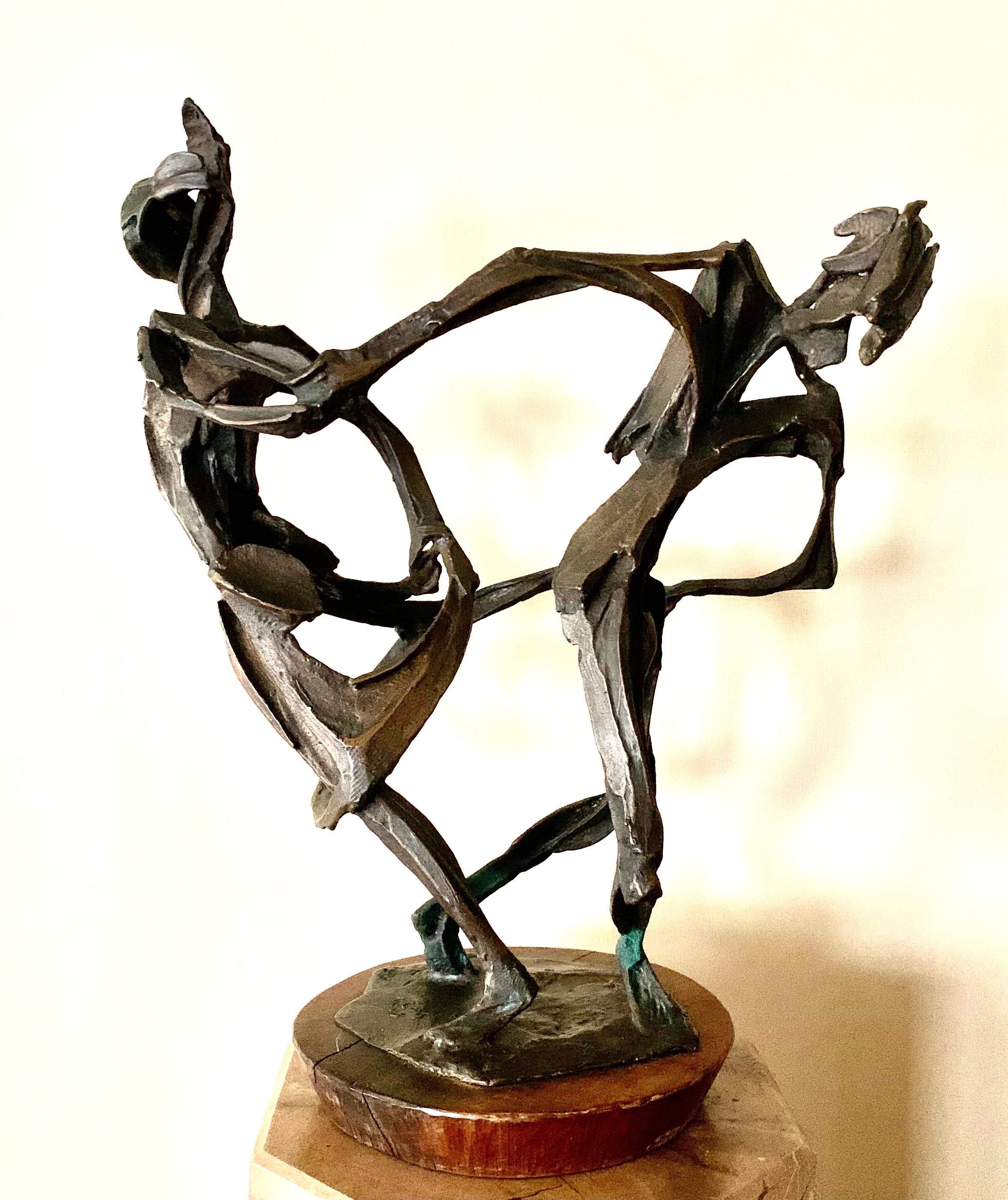 Entitled “Whirl”, a large bronze sculpture by Robert Cook, American (1921-2017) depicting a dancing couple captured in the moment of a whirl. Wonderful early work by the artist, dated 1963 with exhibition labels on the underside of the original hand