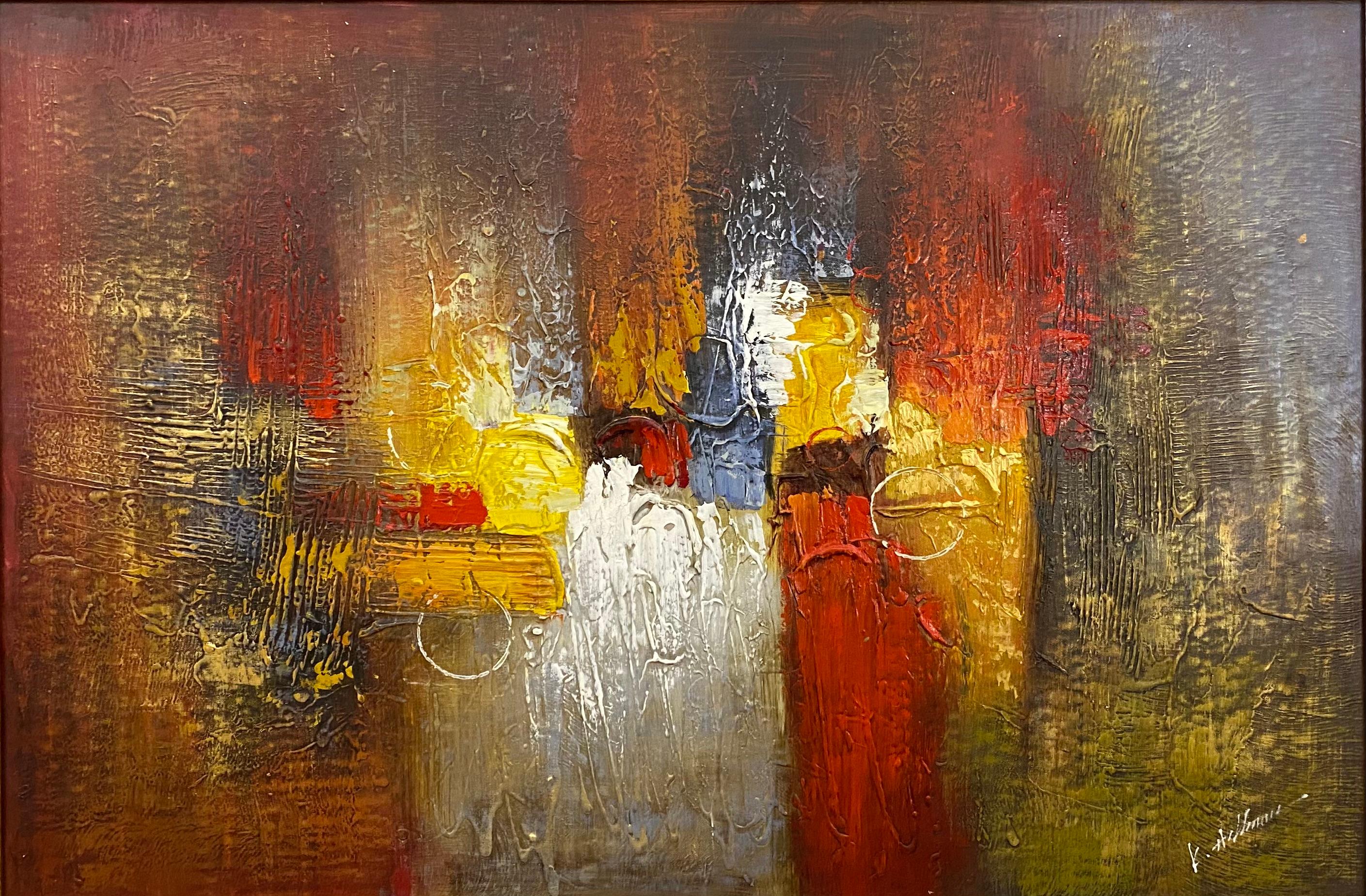 American Abstract Painting Hollywood Regency Style In Good Condition For Sale In Miami, FL