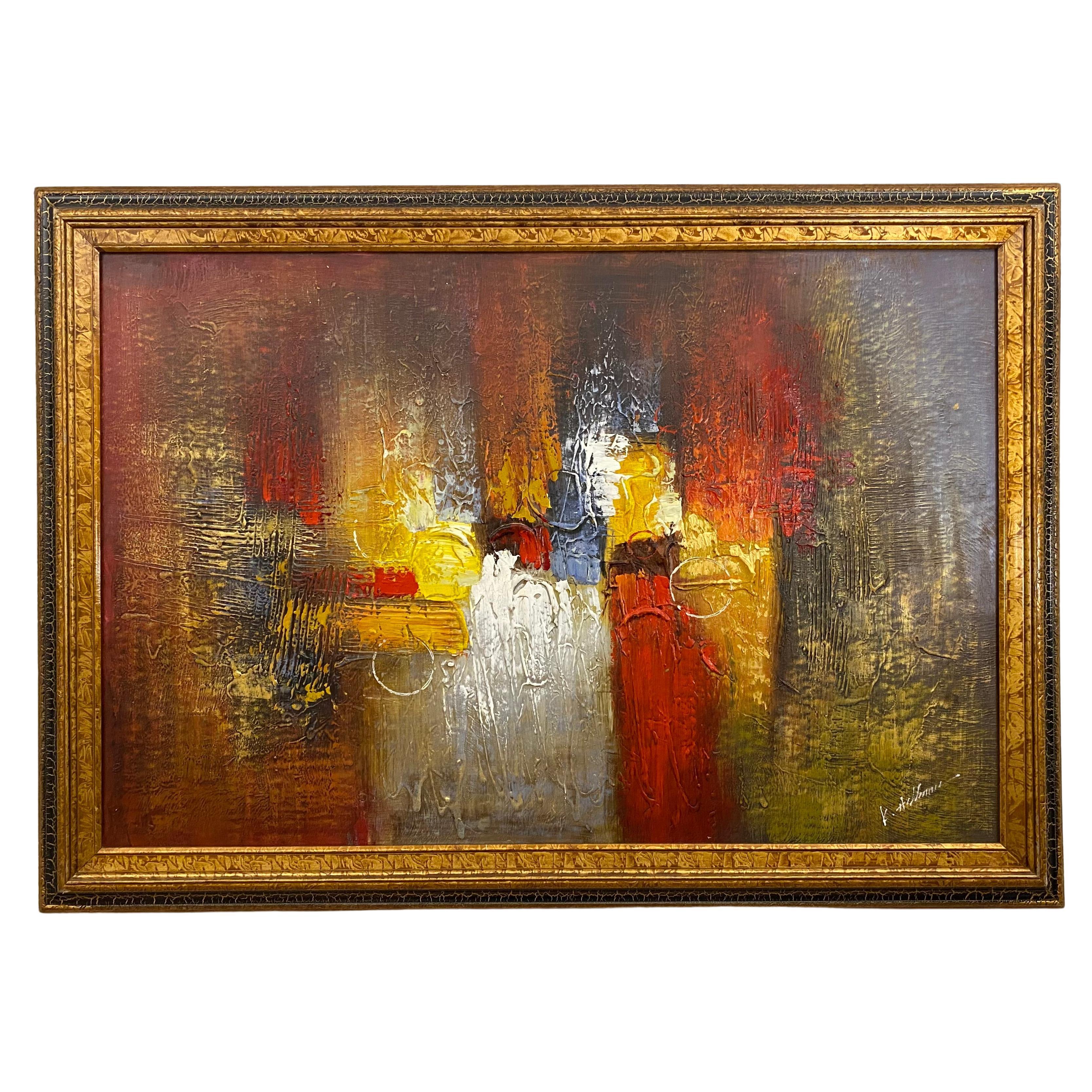 American Abstract Painting Hollywood Regency Style For Sale