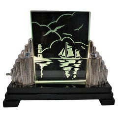 American Acid Cut Glass Art Deco Table Lamp