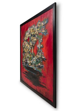 "Abstract Cityscape Acrylic Painting, Modern Style, 20th Century, USA"