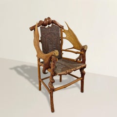 American Adirondack Style Moose Antler Armchair