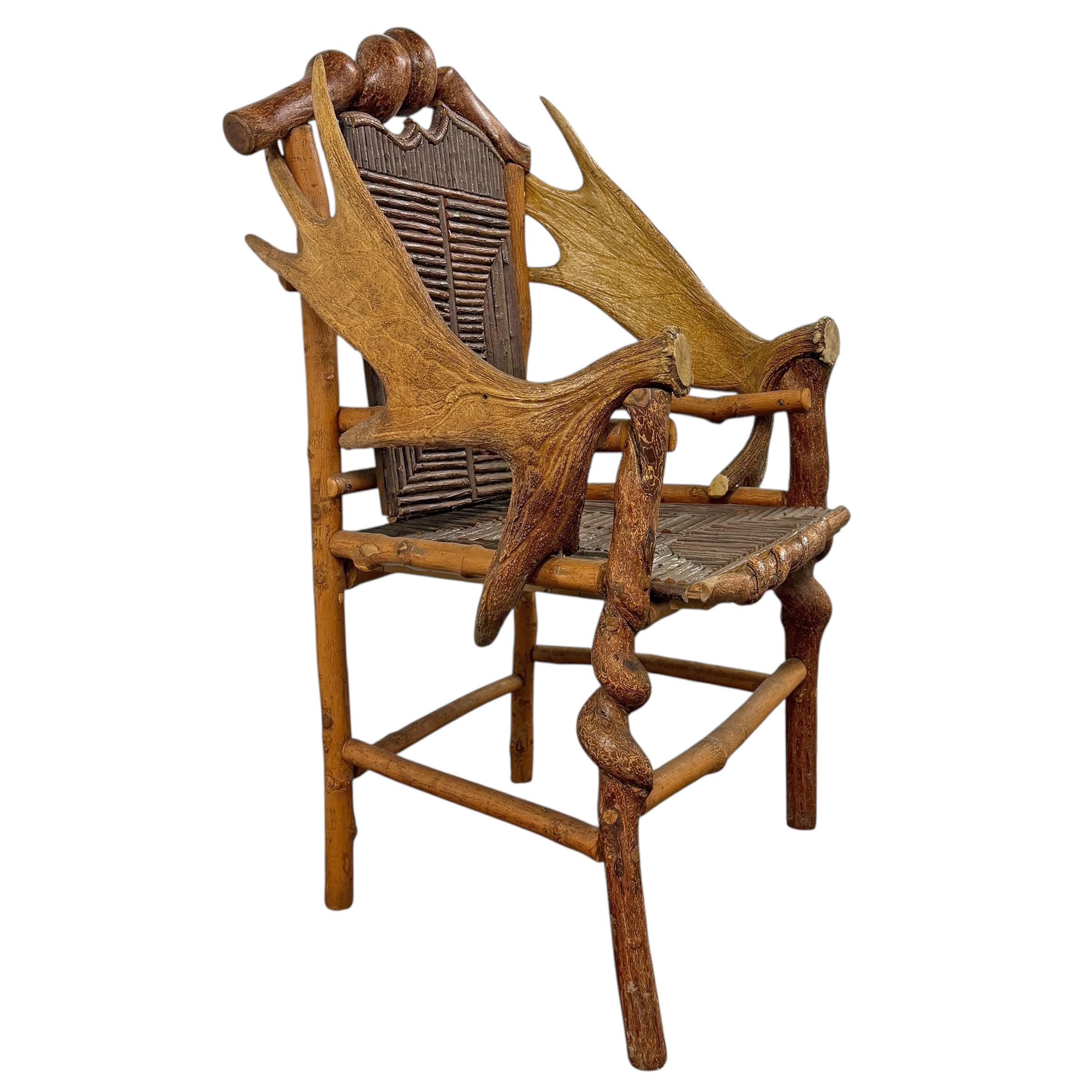 Stile Adirondack Poltrona americana in corno d'alce in stile Adirondack in vendita