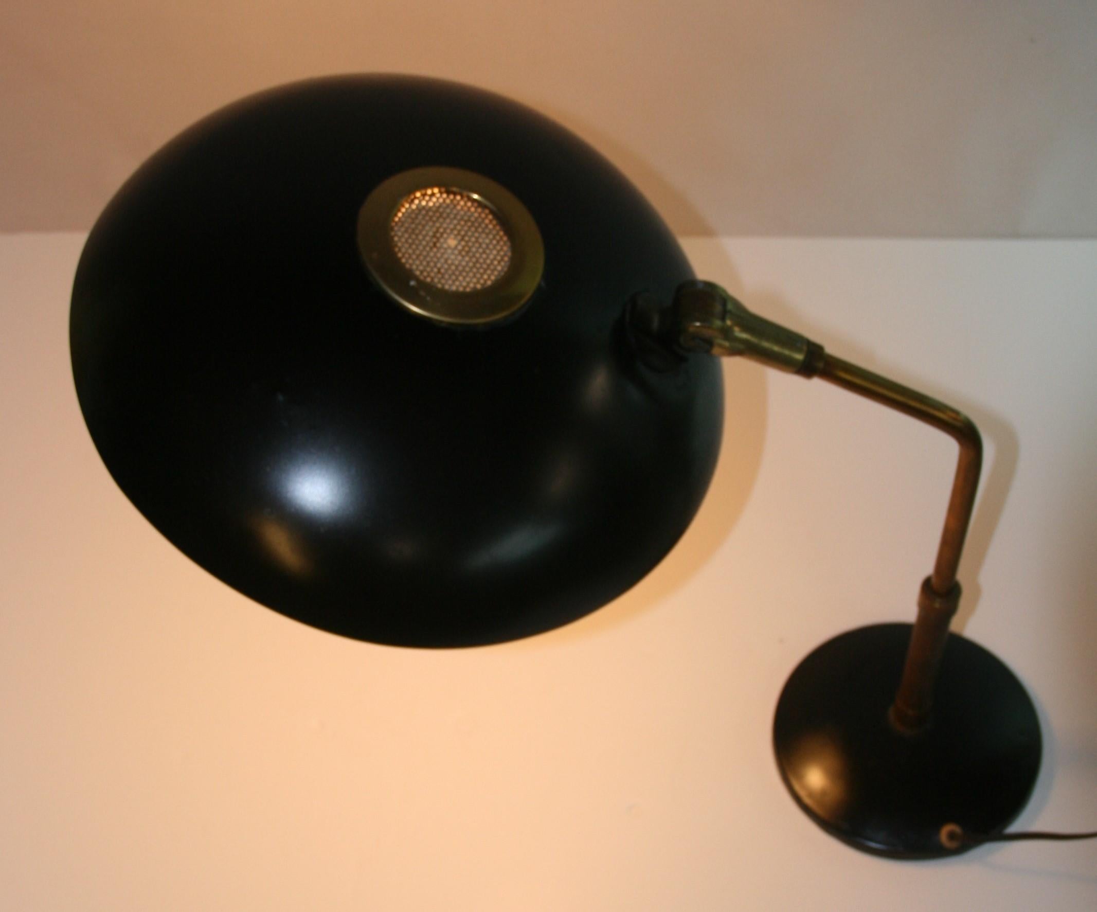 Vintage Französisch  Verstellbare Schreibtischleuchte, Messing, schwarz lackiertes Metall, 1950er Jahre im Angebot 6