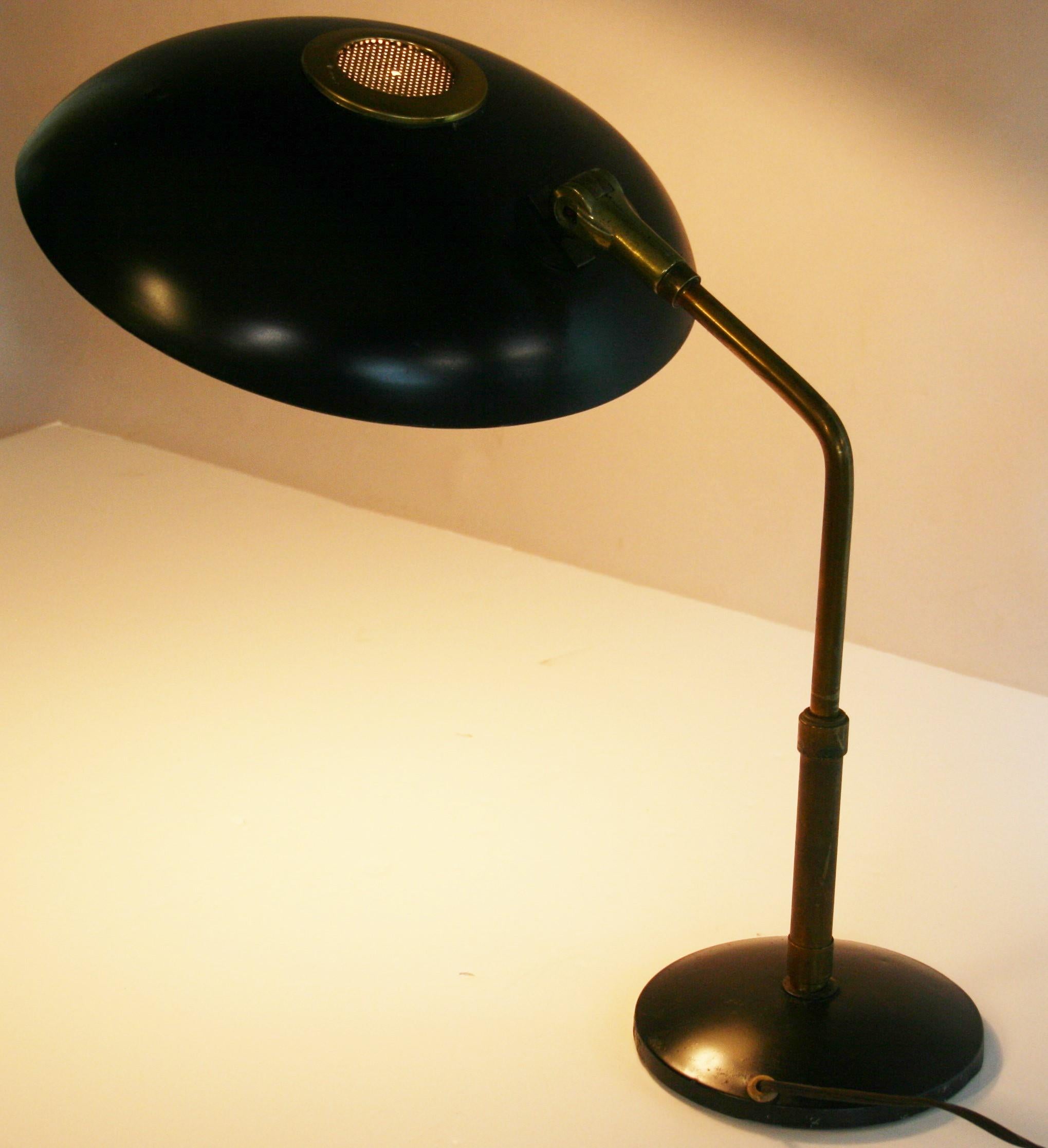 Vintage Französisch  Verstellbare Schreibtischleuchte, Messing, schwarz lackiertes Metall, 1950er Jahre im Angebot 8