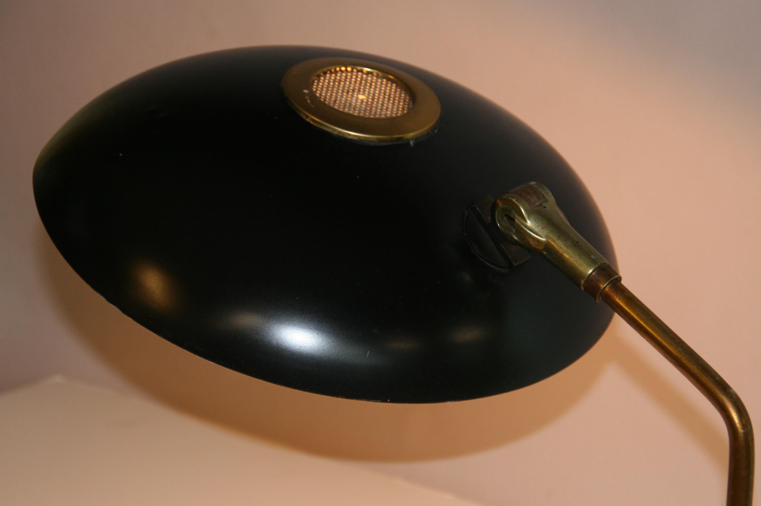 Vintage Französisch  Verstellbare Schreibtischleuchte, Messing, schwarz lackiertes Metall, 1950er Jahre im Angebot 9