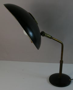 Vintage German Adjustable Desk Light, Brass Black-Lacquered Metal 1950's