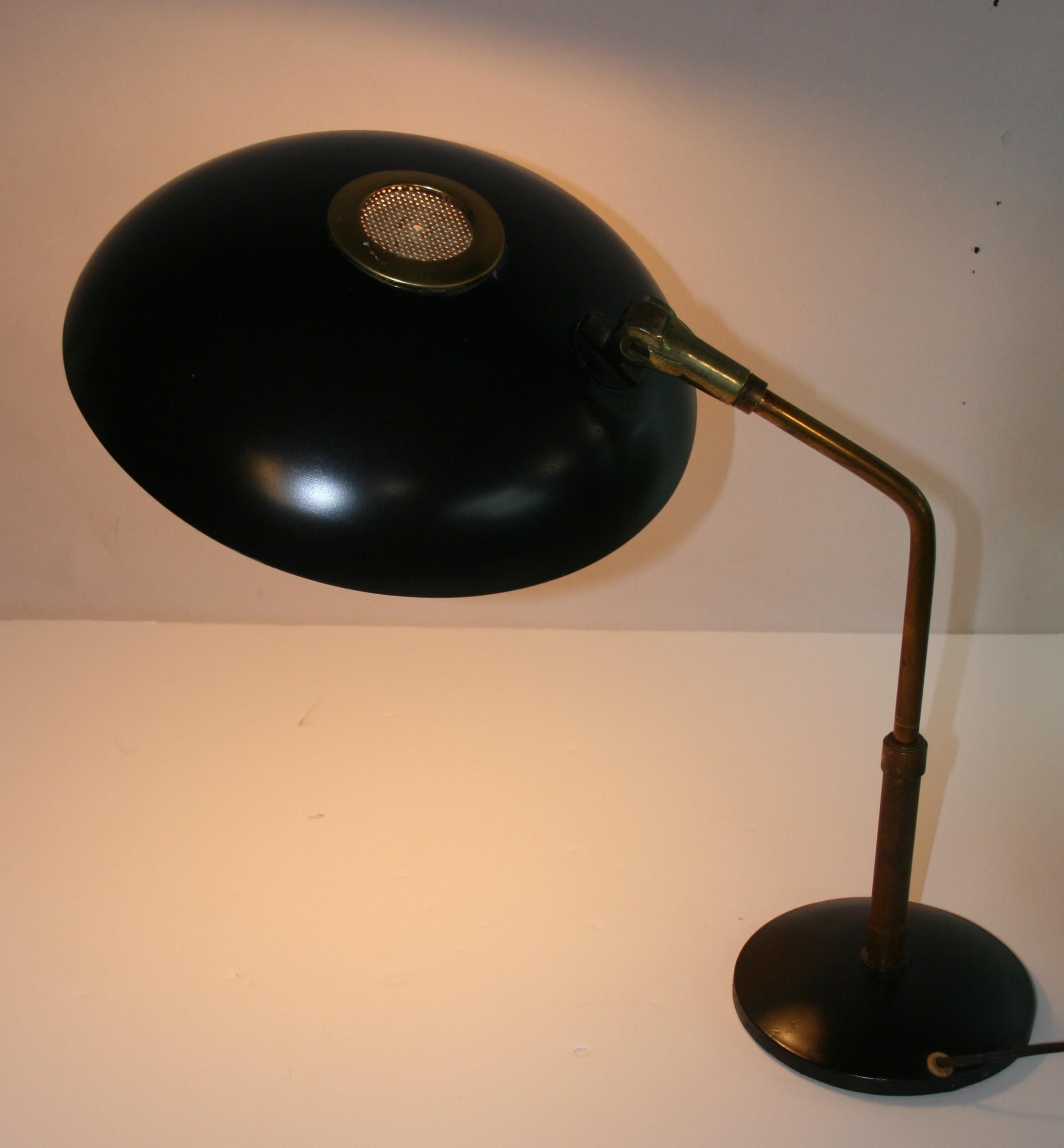 Vintage Französisch  Verstellbare Schreibtischleuchte, Messing, schwarz lackiertes Metall, 1950er Jahre im Angebot 4