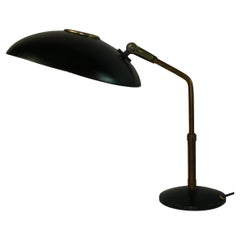 Vintage French  Adjustable Desk Light, Brass Black-Lacquered Metal 1950's
