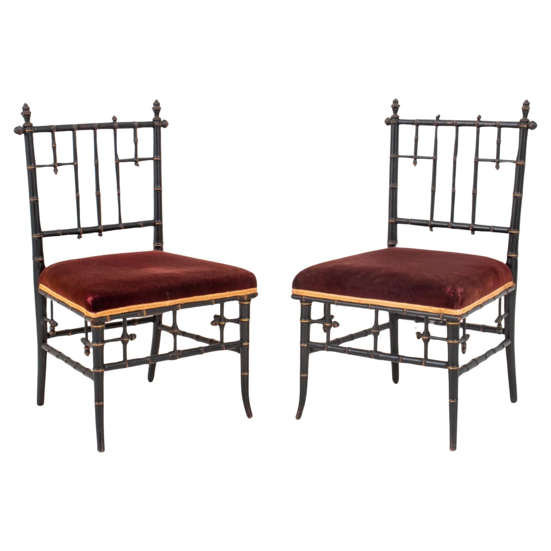American Aesthetic Ebonized Bamboo Side Chairs, 2 For Sale