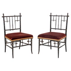Antique American Aesthetic Ebonized Bamboo Side Chairs, 2
