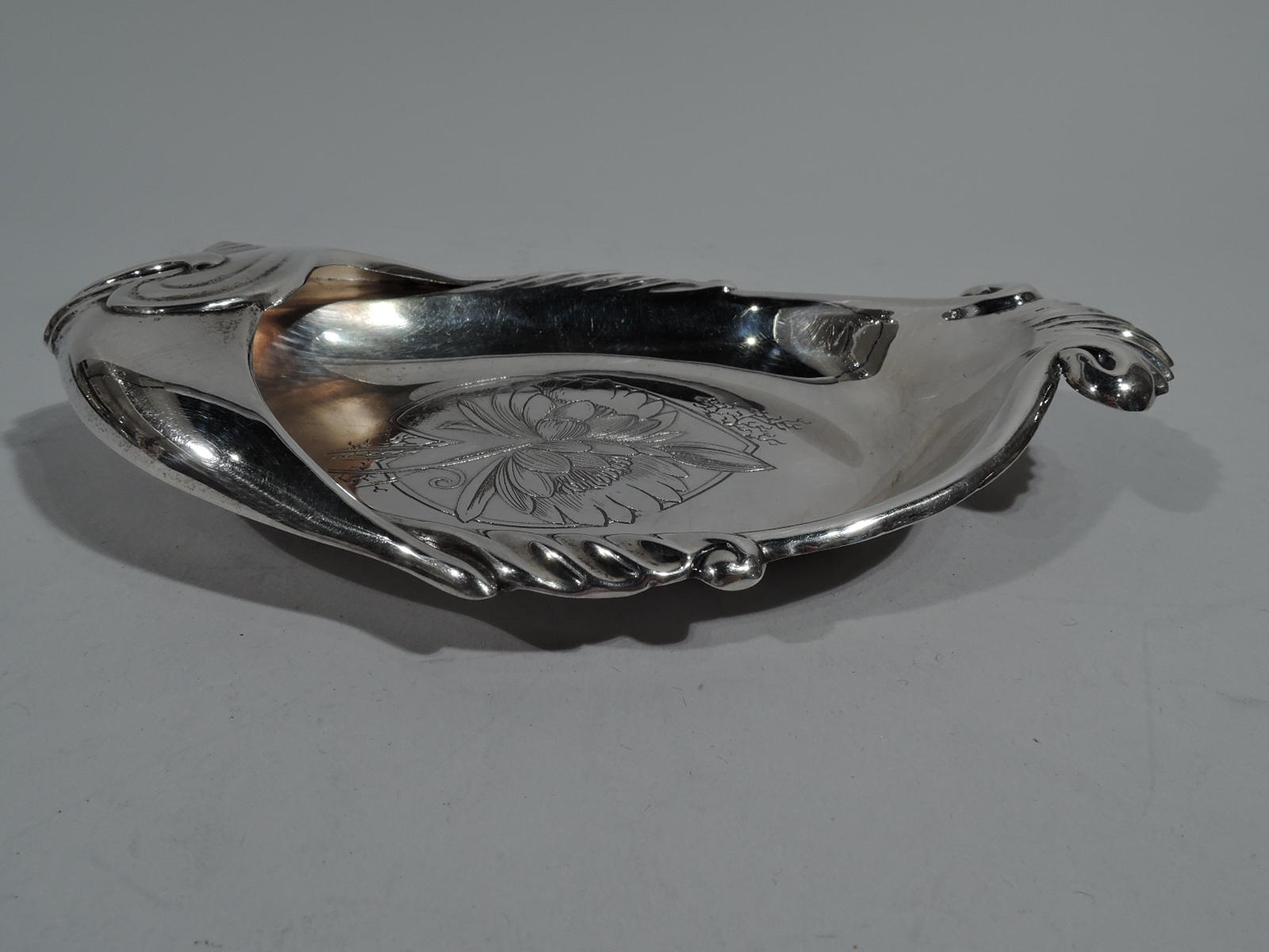 Japonisme American Aesthetic Japonesque Sterling Silver Fish Dish by Whiting