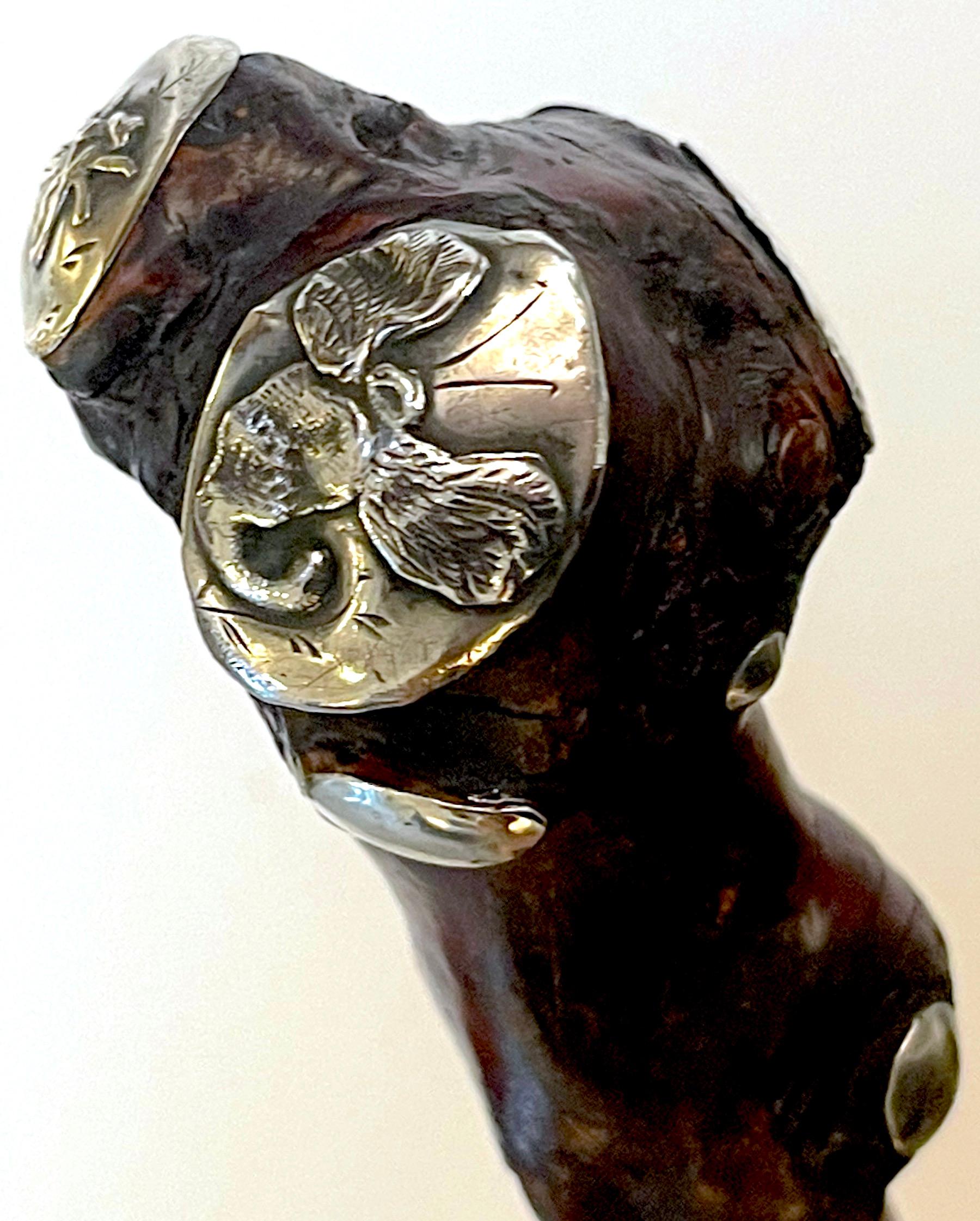 Aesthetic Movement American Aesthetic/Japonisme Sterling Mounted Root Cane Attributed to Gorham For Sale