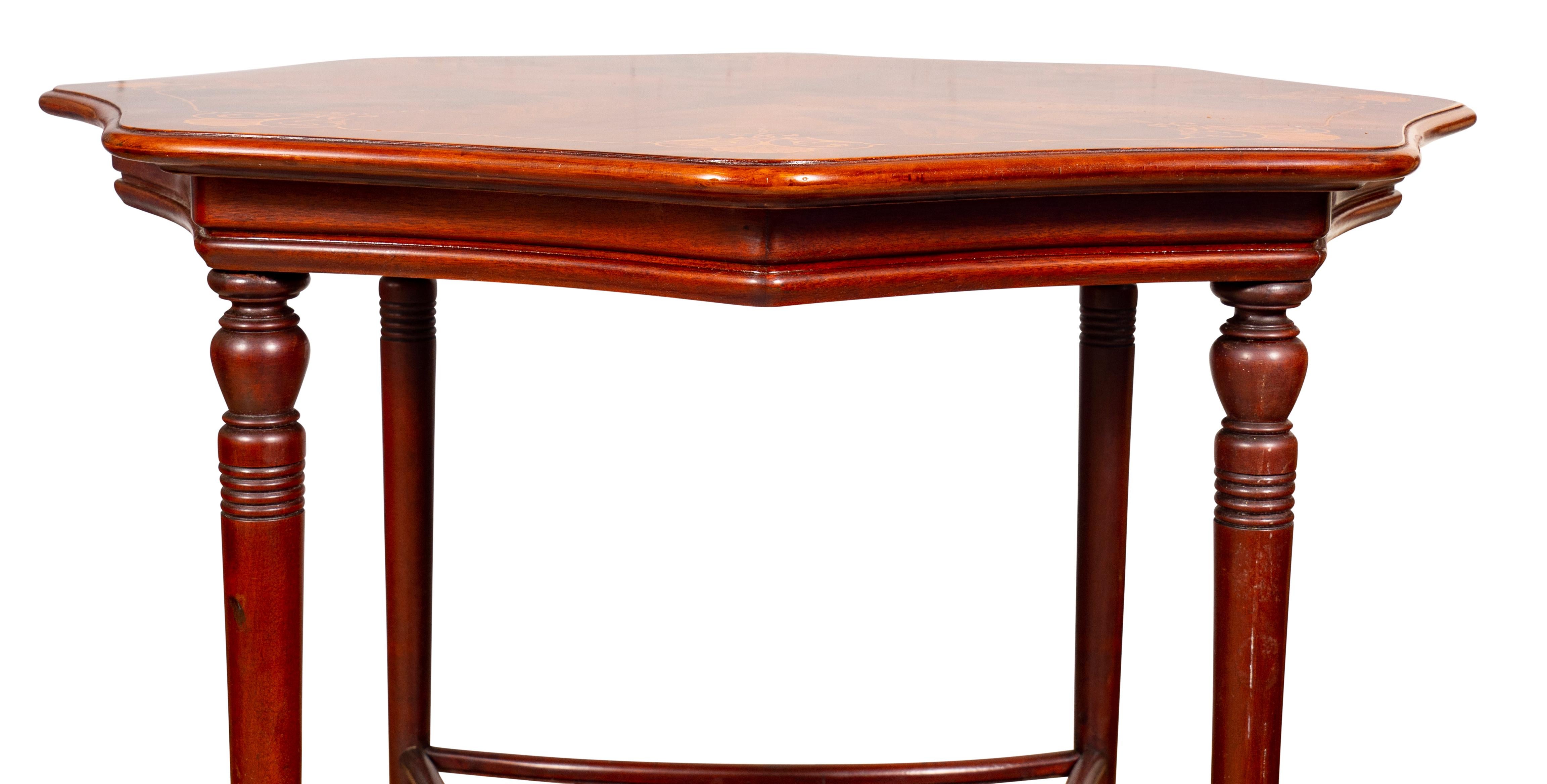 American Aesthetic Mahogany and Inlaid Table For Sale 12