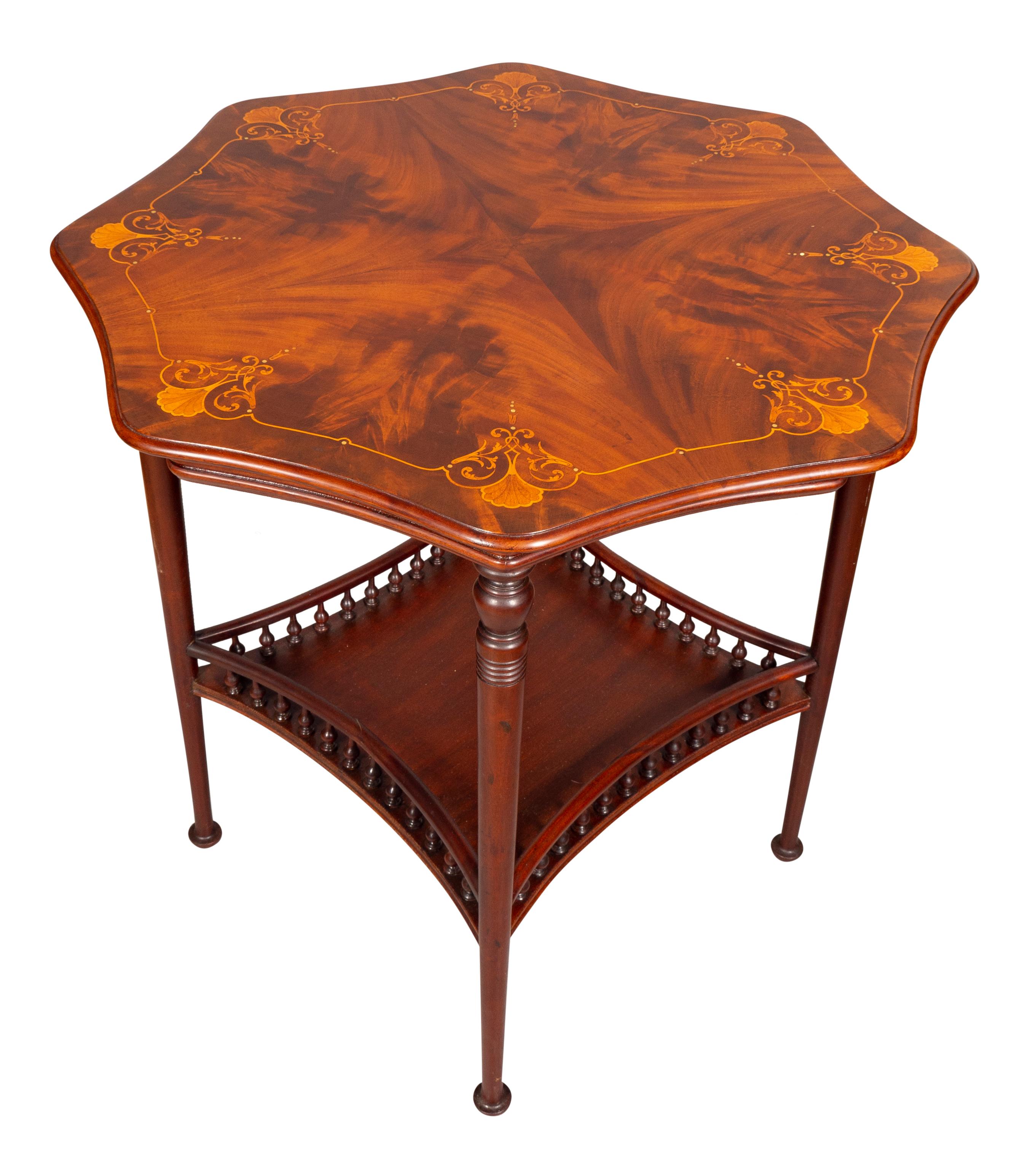 American Aesthetic Mahogany and Inlaid Table For Sale 2