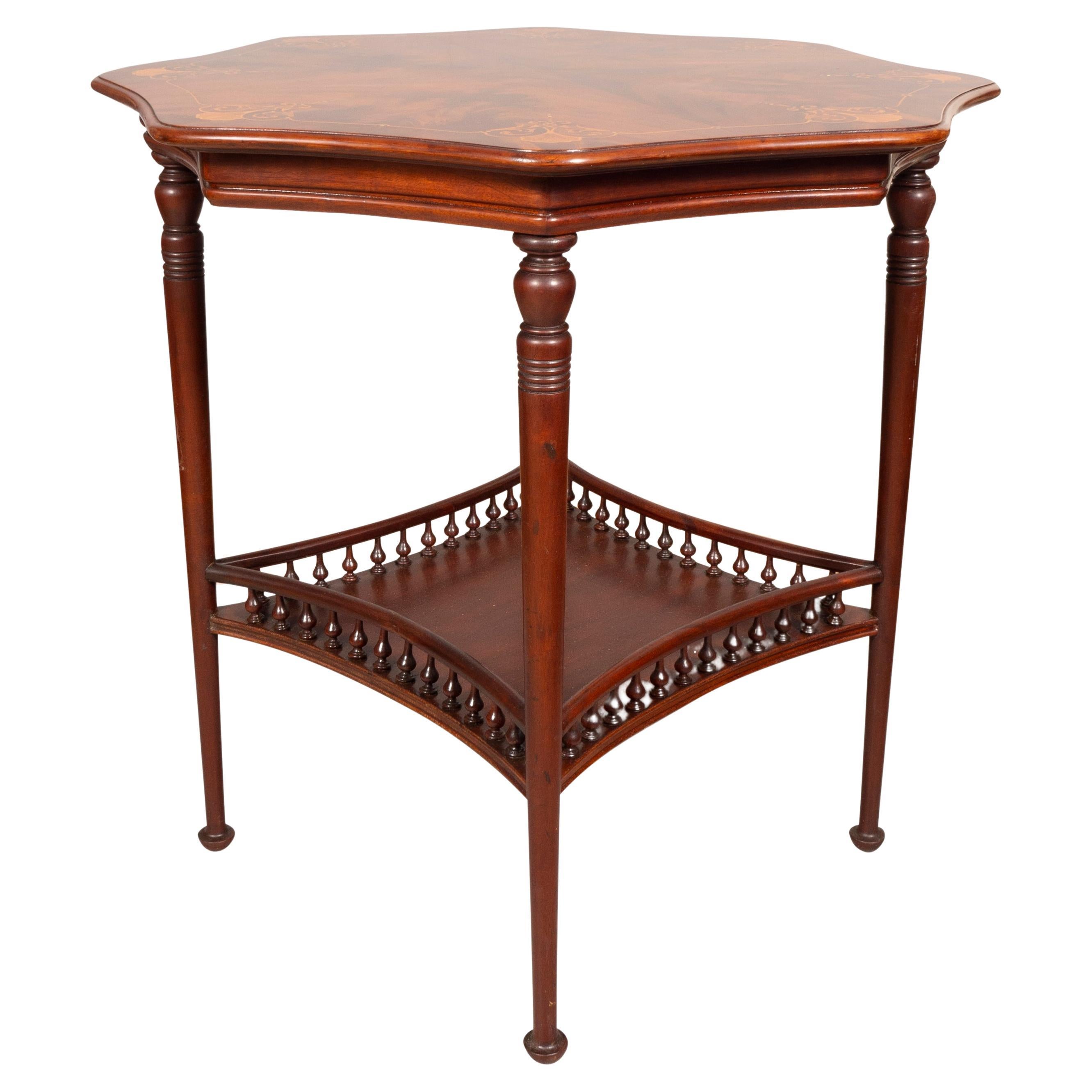 American Aesthetic Mahogany and Inlaid Table For Sale