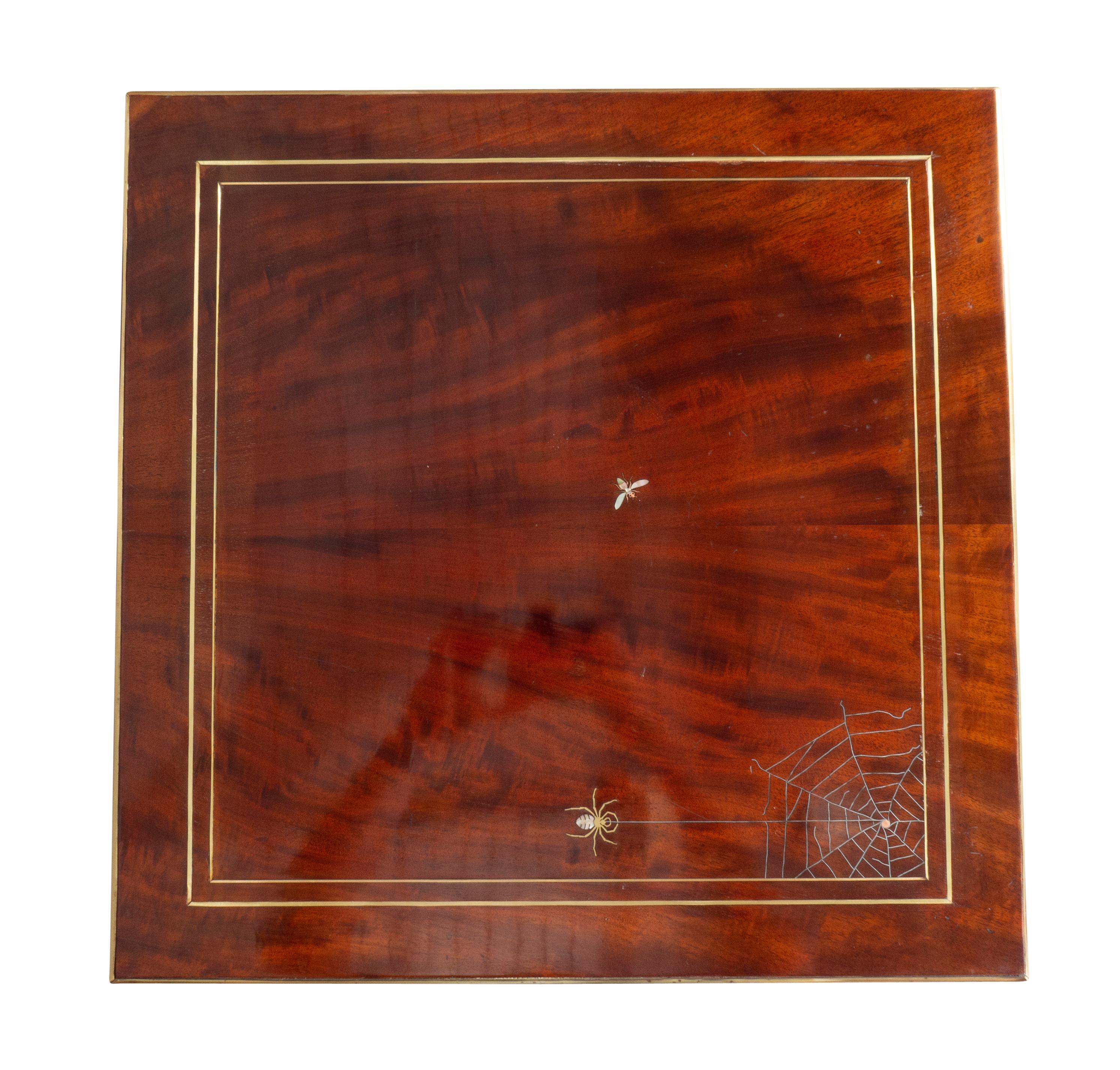 American Aesthetic Mahogany and Mother of Pearl Table by A&H Lejambre For Sale 7