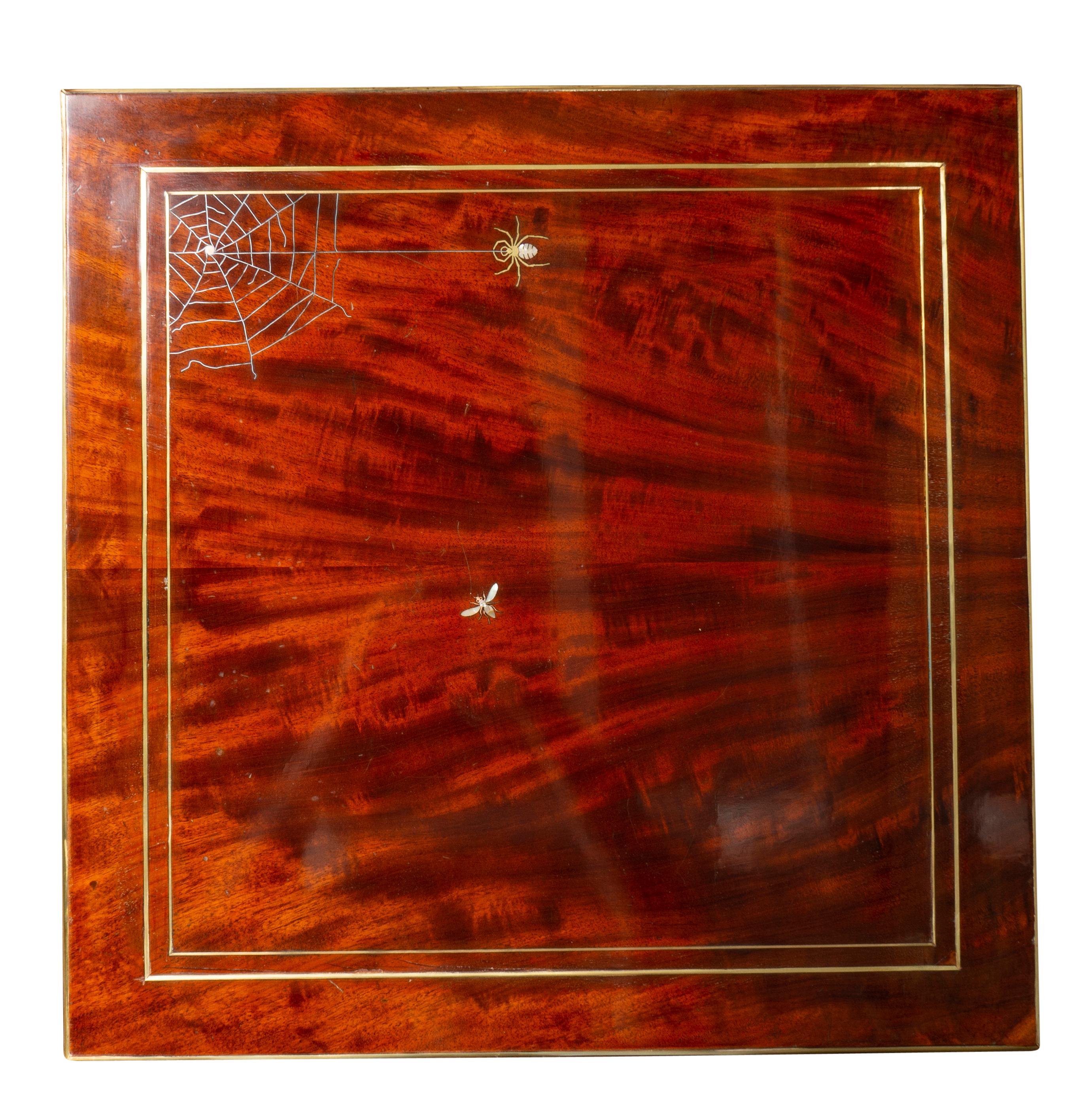 American Aesthetic Mahogany and Mother of Pearl Table by A&H Lejambre For Sale 10