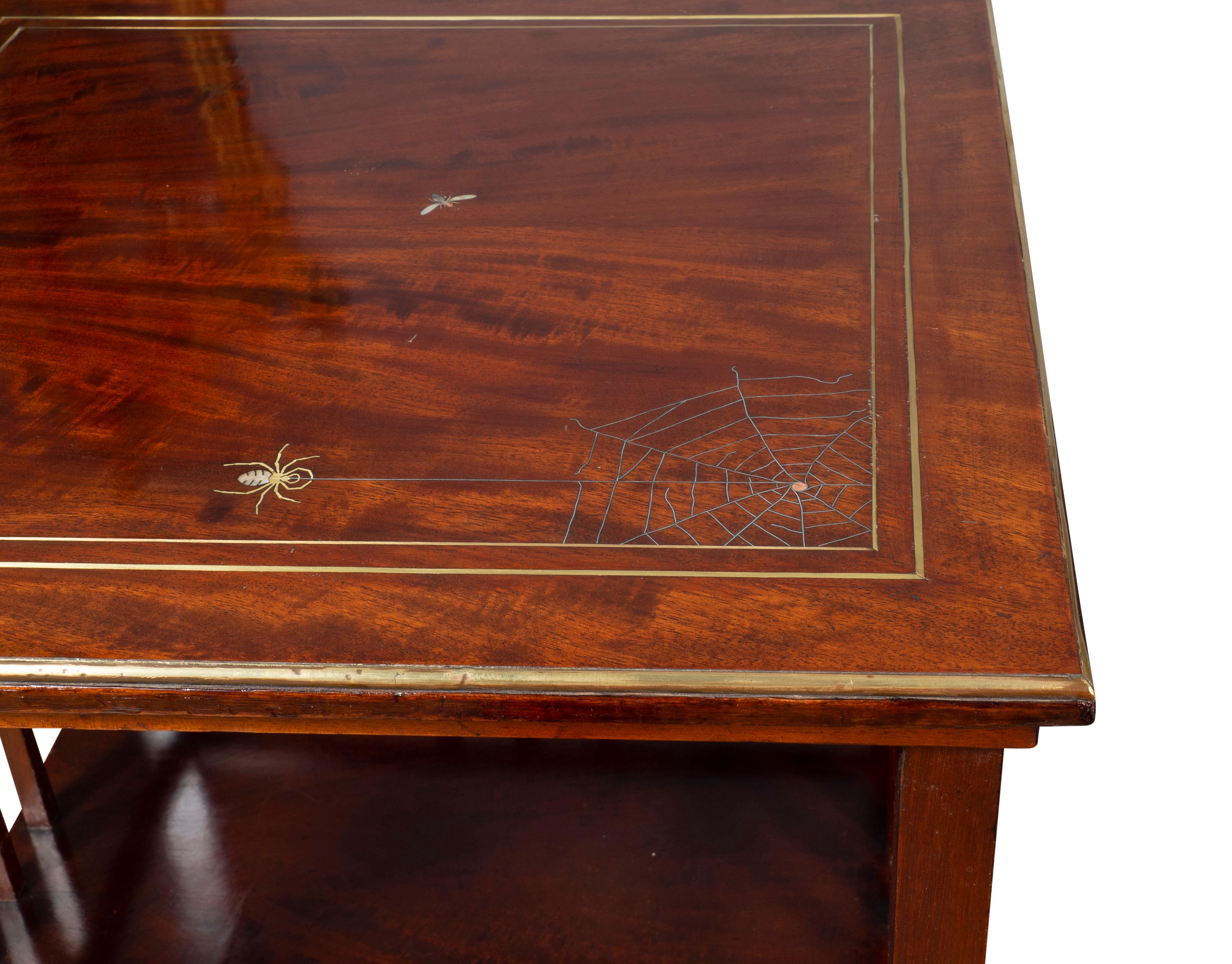 American Aesthetic Mahogany and Mother of Pearl Table by A&H Lejambre For Sale 11