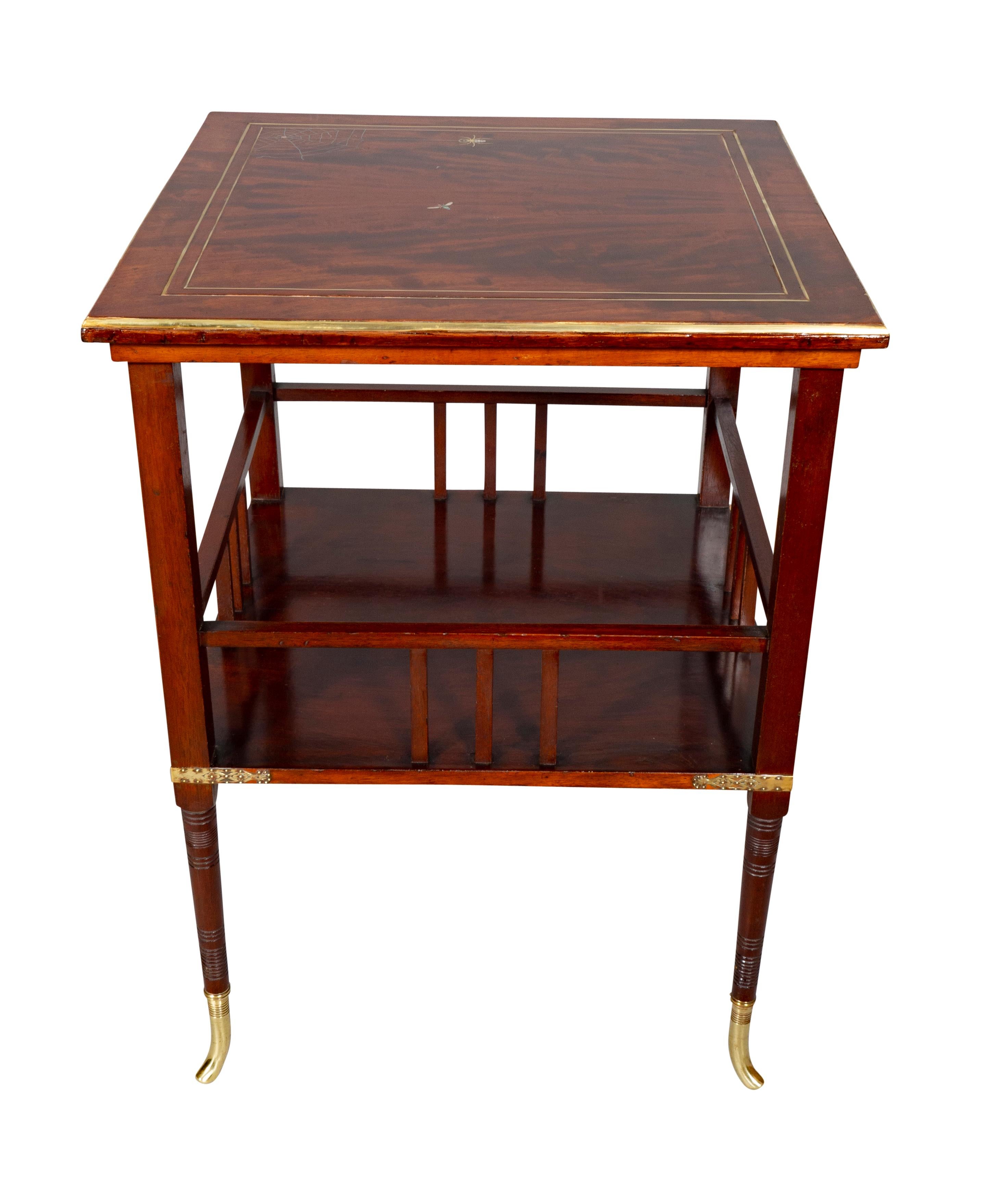 American Aesthetic Mahogany and Mother of Pearl Table by A&H Lejambre In Good Condition For Sale In Essex, MA