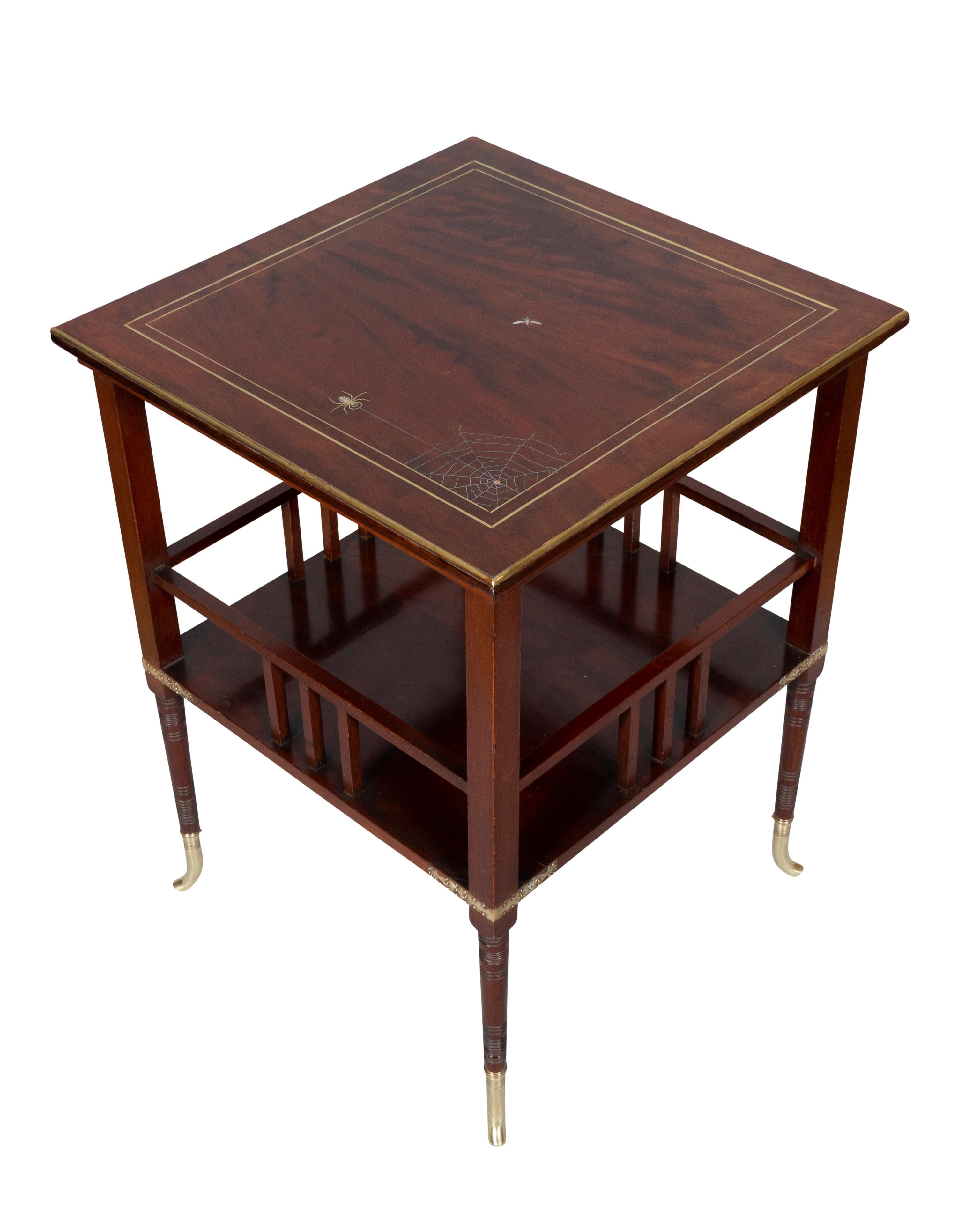 Late 19th Century American Aesthetic Mahogany and Mother of Pearl Table by A&H Lejambre For Sale