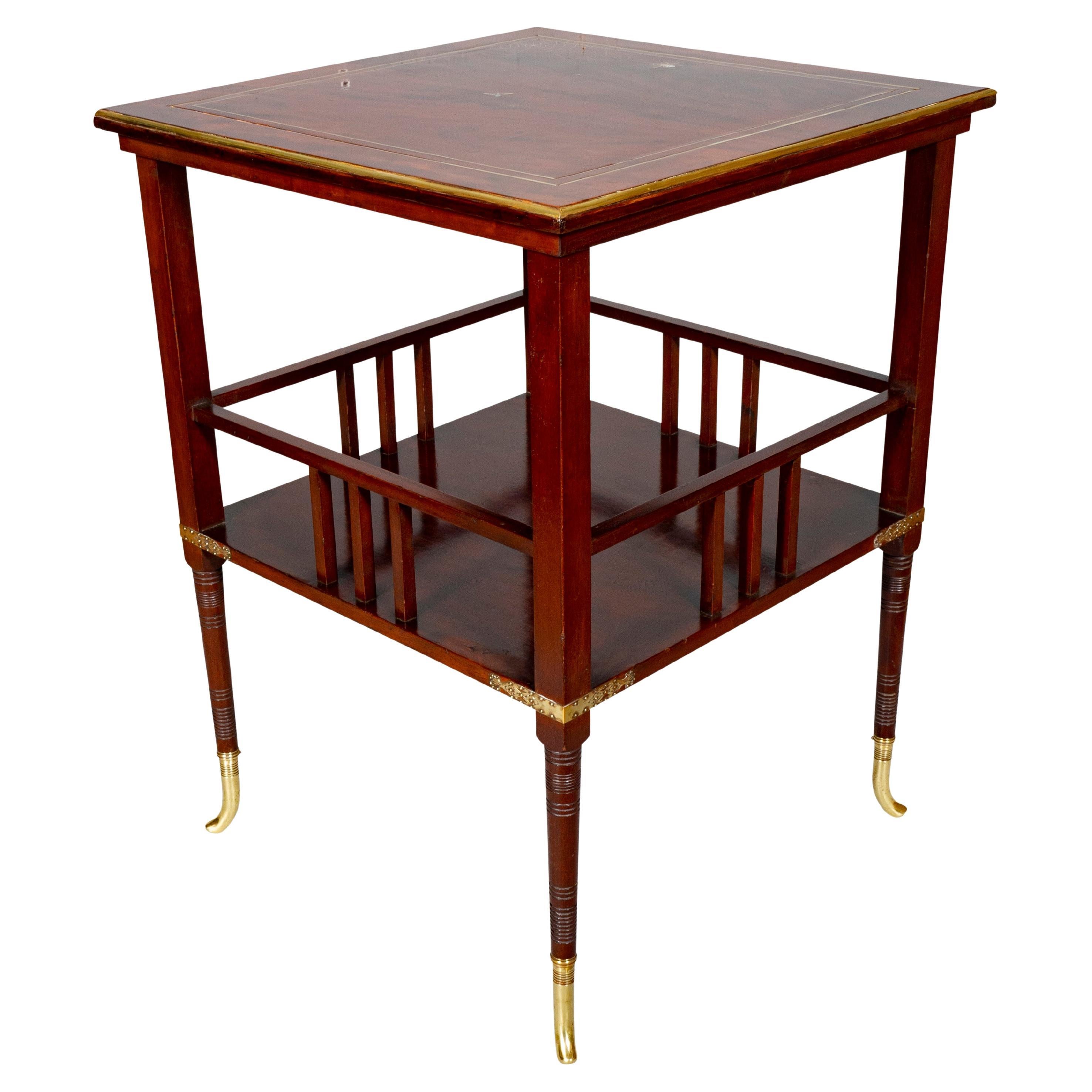 American Aesthetic Mahogany and Mother of Pearl Table by A&H Lejambre For Sale