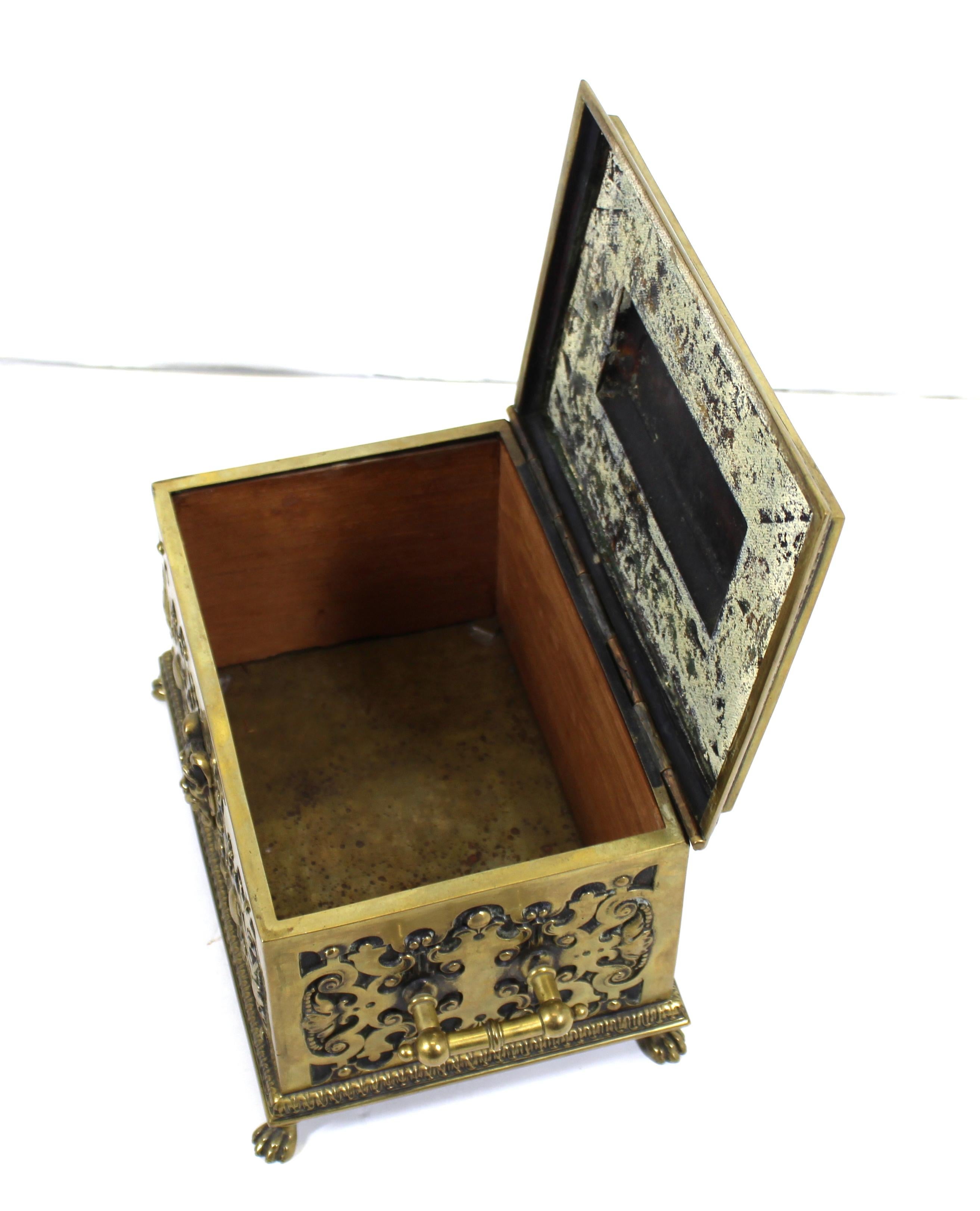 American Aesthetic Movement Ornate Cast Bronze Casket Humidor Box with Grotesque 2