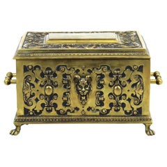 American Aesthetic Movement Ornate Cast Bronze Casket Humidor Box with Grotesque