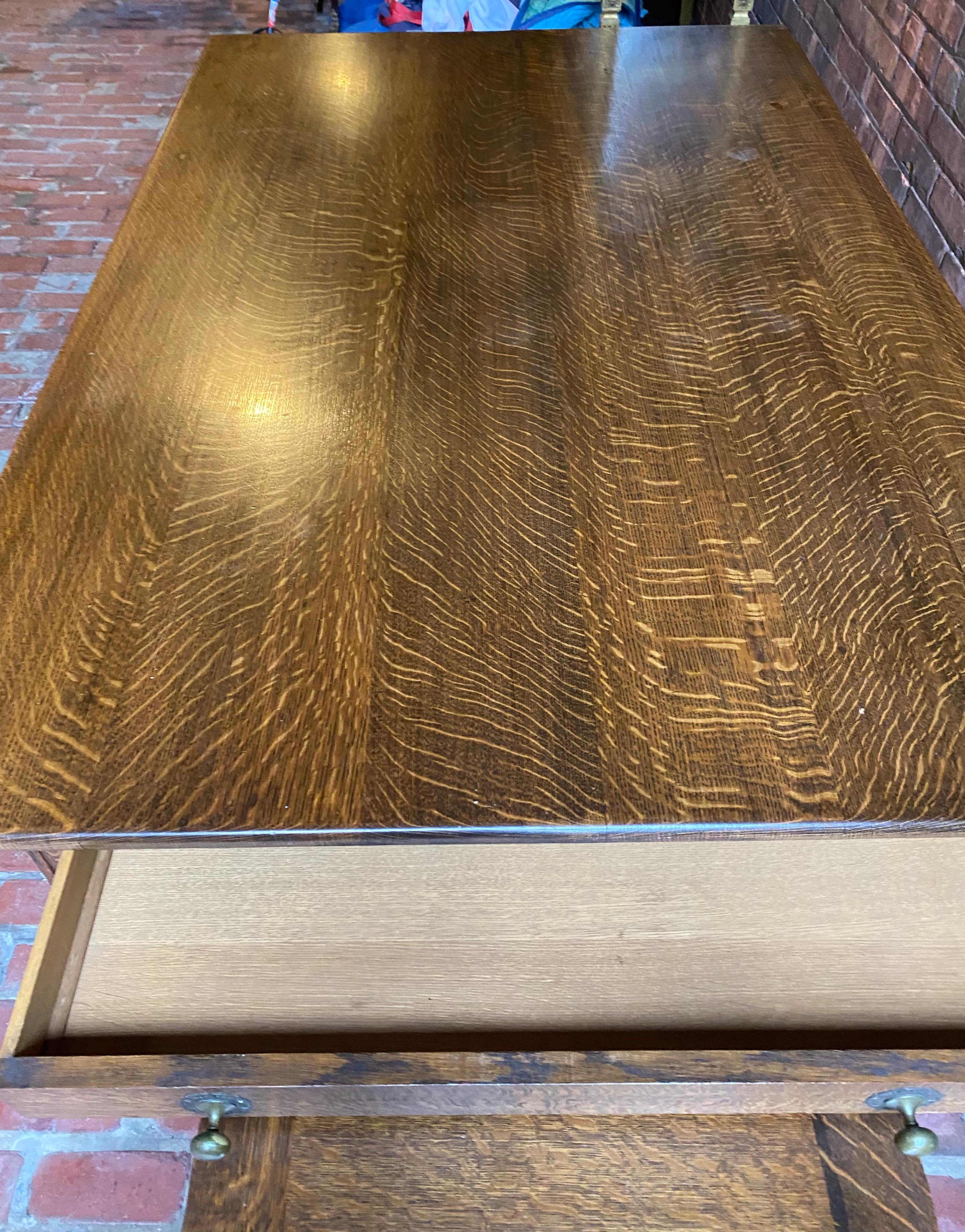 American Aesthetic Oak Partners Desk manner Louis Comfort Tiffany For Sale 3