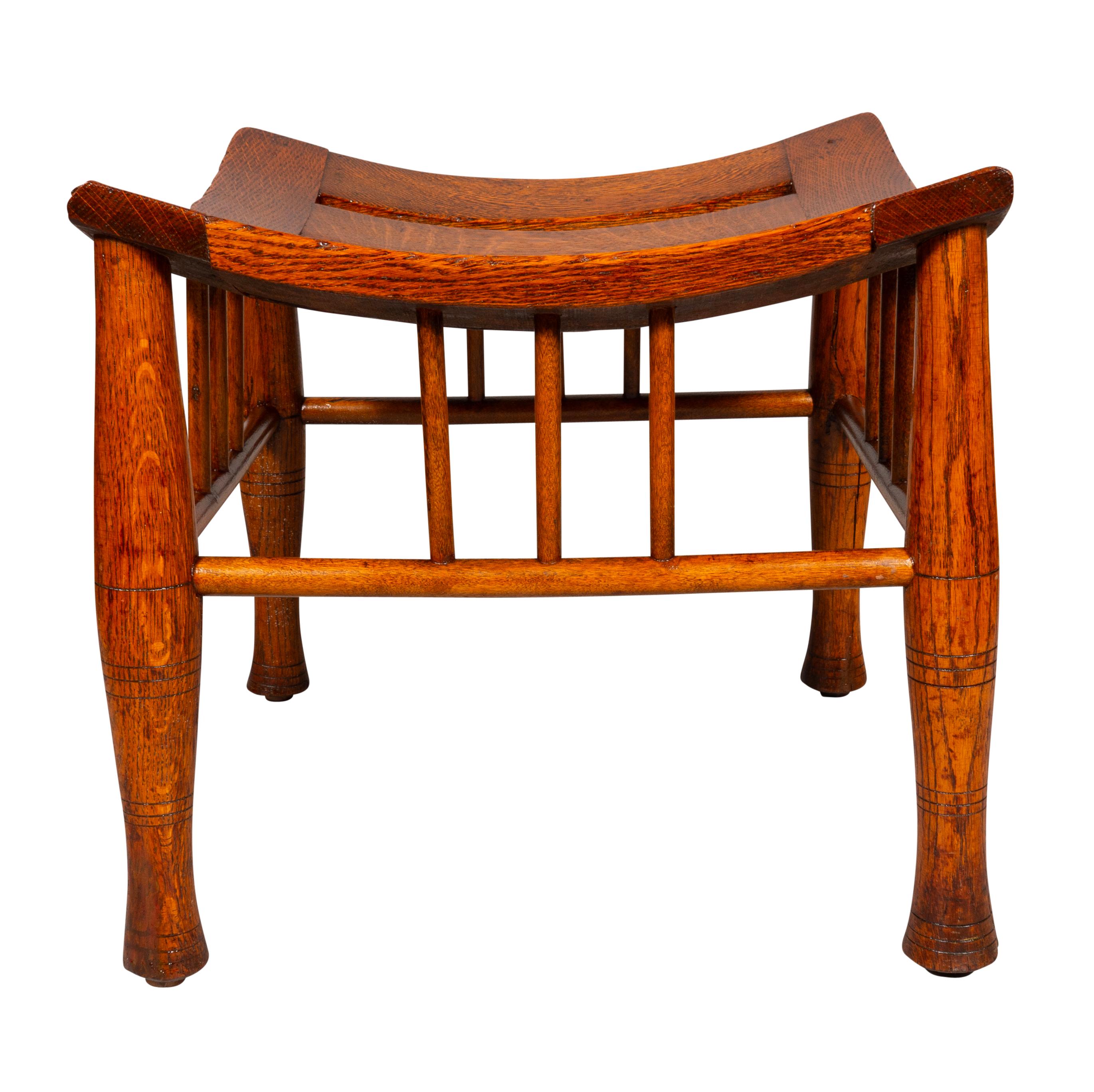 19th Century American Aesthetic Oak Thebes Stool For Sale