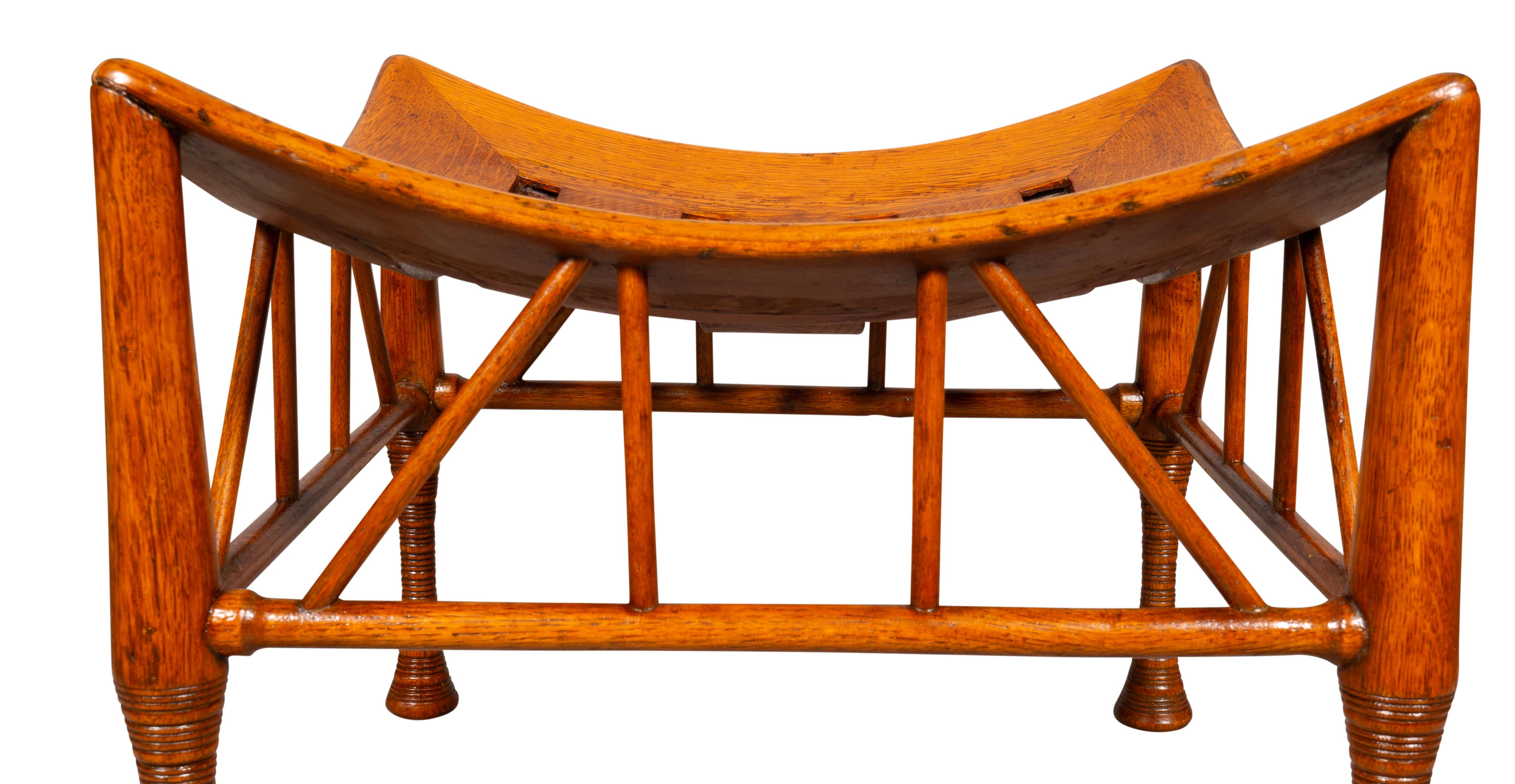 Late 19th Century American Aesthetic Oak Thebes Stool For Sale
