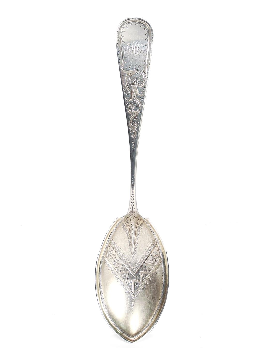 American Aesthetic Period R. & W. Wilson Brite Cut Sterling Silver Serving Spoon For Sale 6