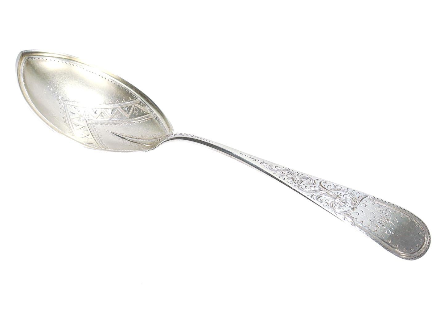 American Aesthetic Period R. & W. Wilson Brite Cut Sterling Silver Serving Spoon For Sale 1