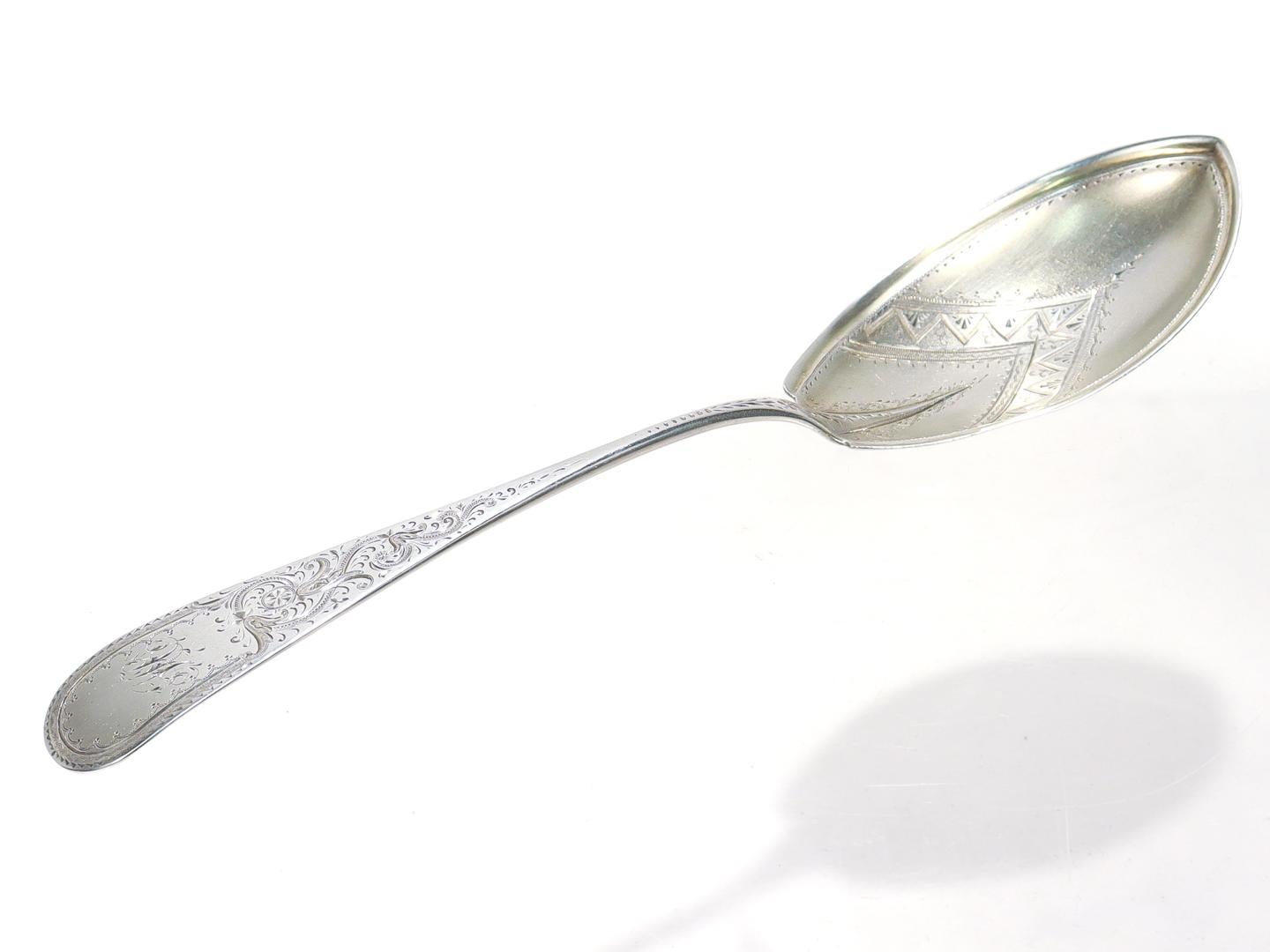 American Aesthetic Period R. & W. Wilson Brite Cut Sterling Silver Serving Spoon For Sale 2