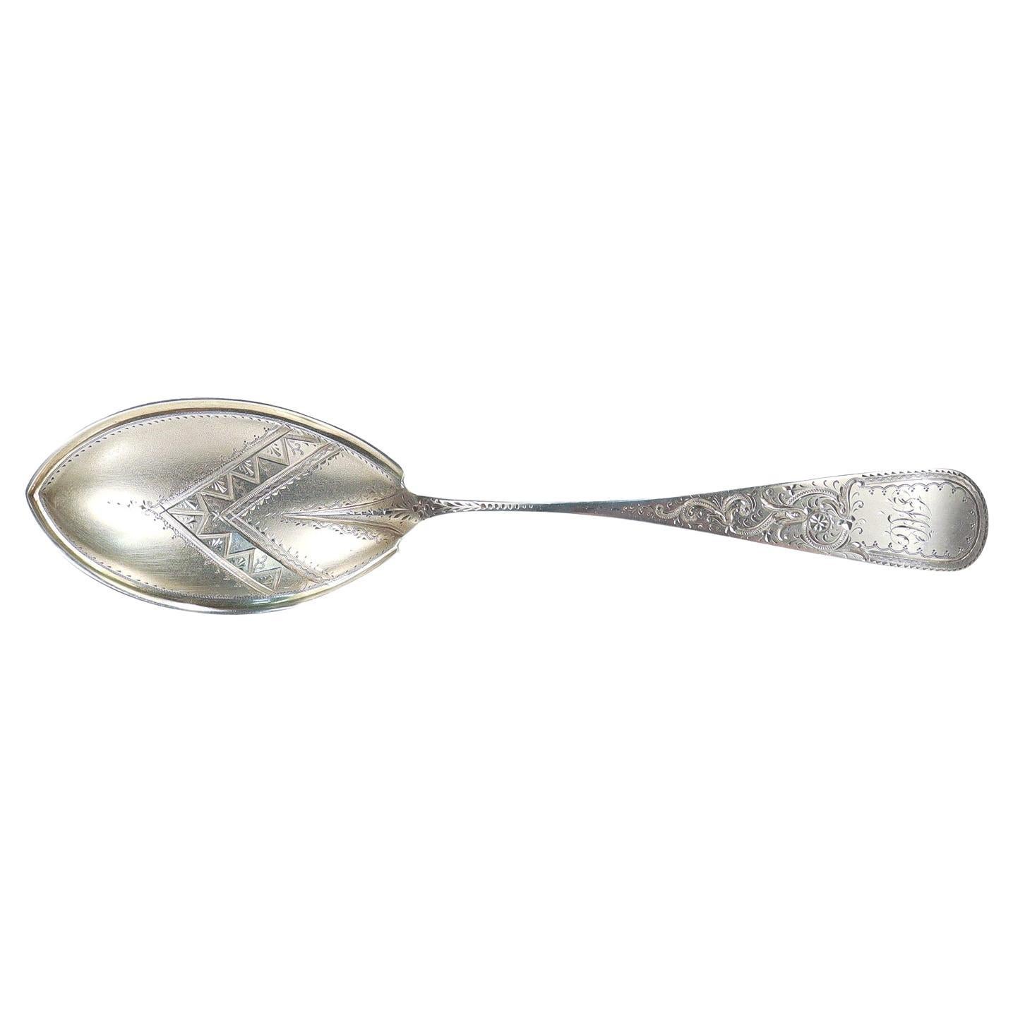 American Aesthetic Period R. & W. Wilson Brite Cut Sterling Silver Serving Spoon For Sale